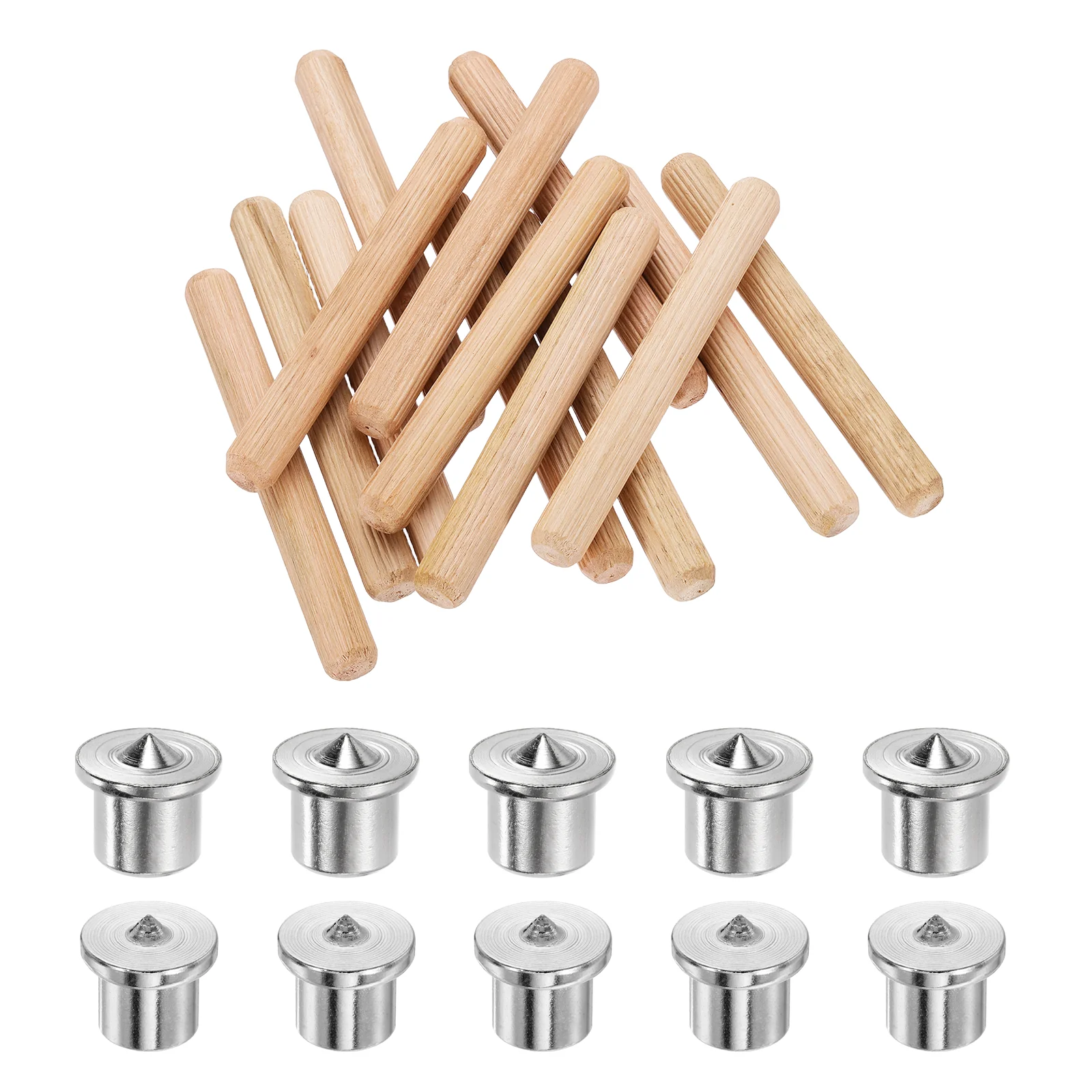 Uxcell 120Pcs Wood Dowel Pins, 12 x 100mm Wooden Dowel Rods with Center Transfer Plugs