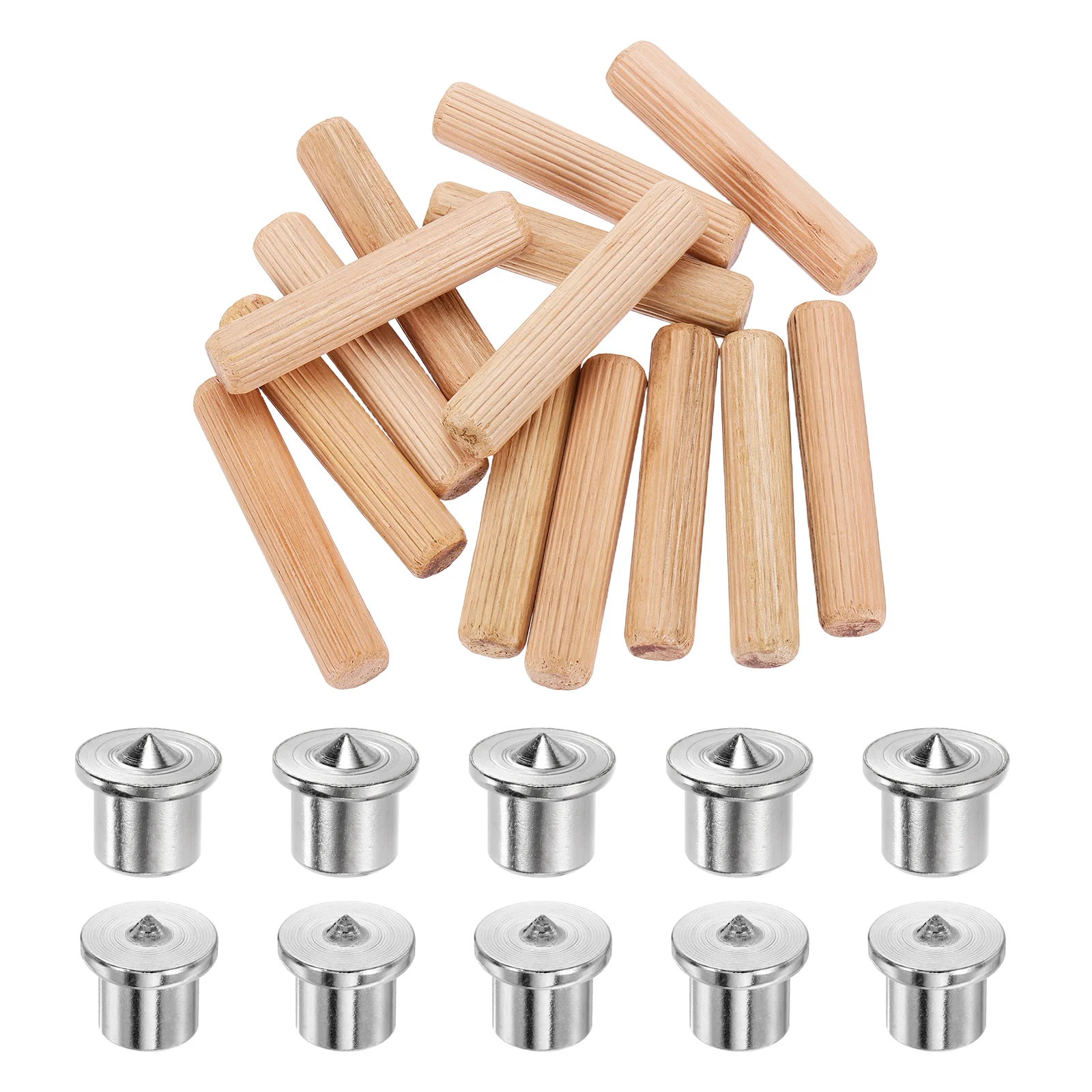 Uxcell 120Pcs Wood Dowel Pins, 12 x 60mm Wooden Dowel Rods with Center Transfer Plugs