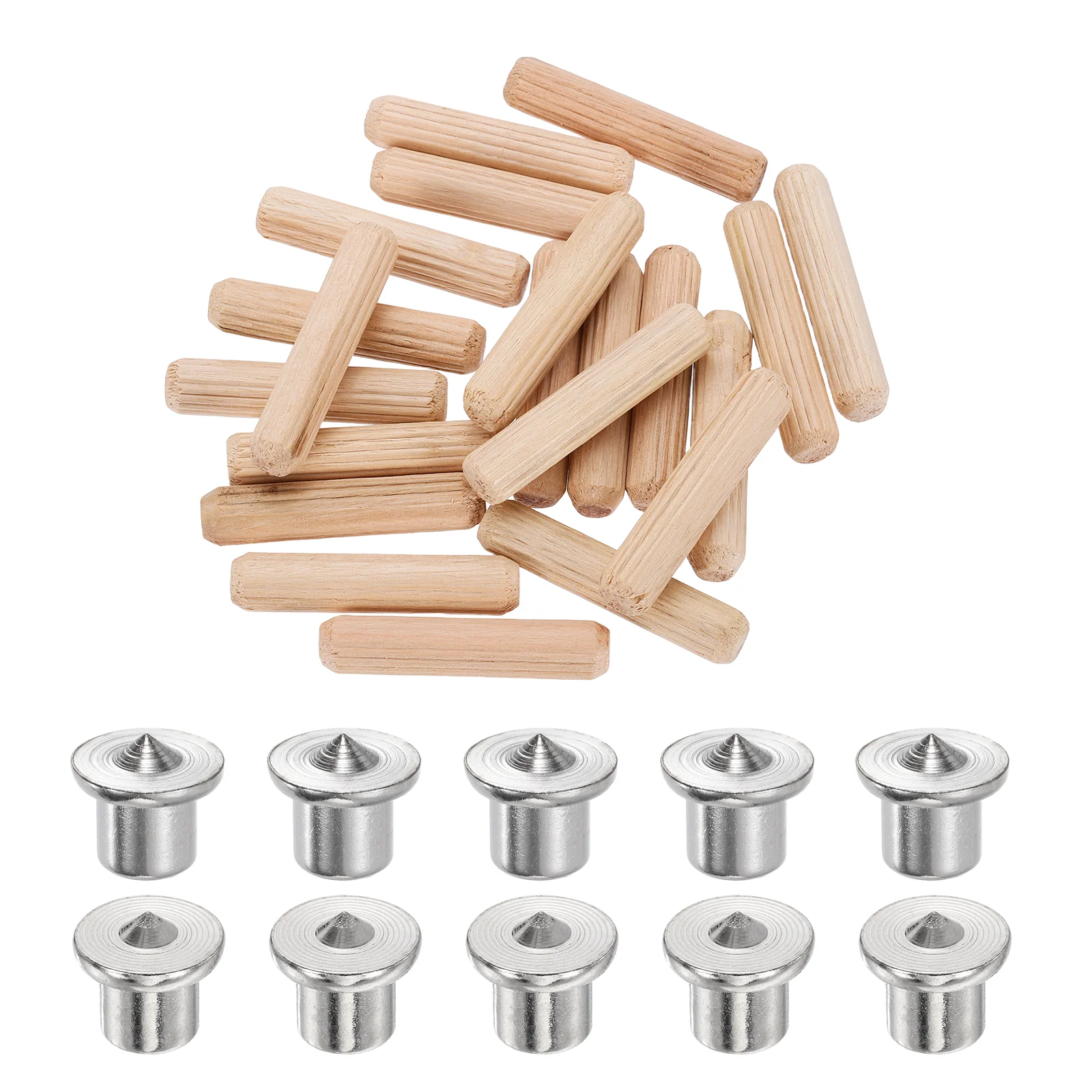 Uxcell 150Pcs Wood Dowel Pins, 8 x 40mm Wooden Dowel Rods with Center Transfer Plugs