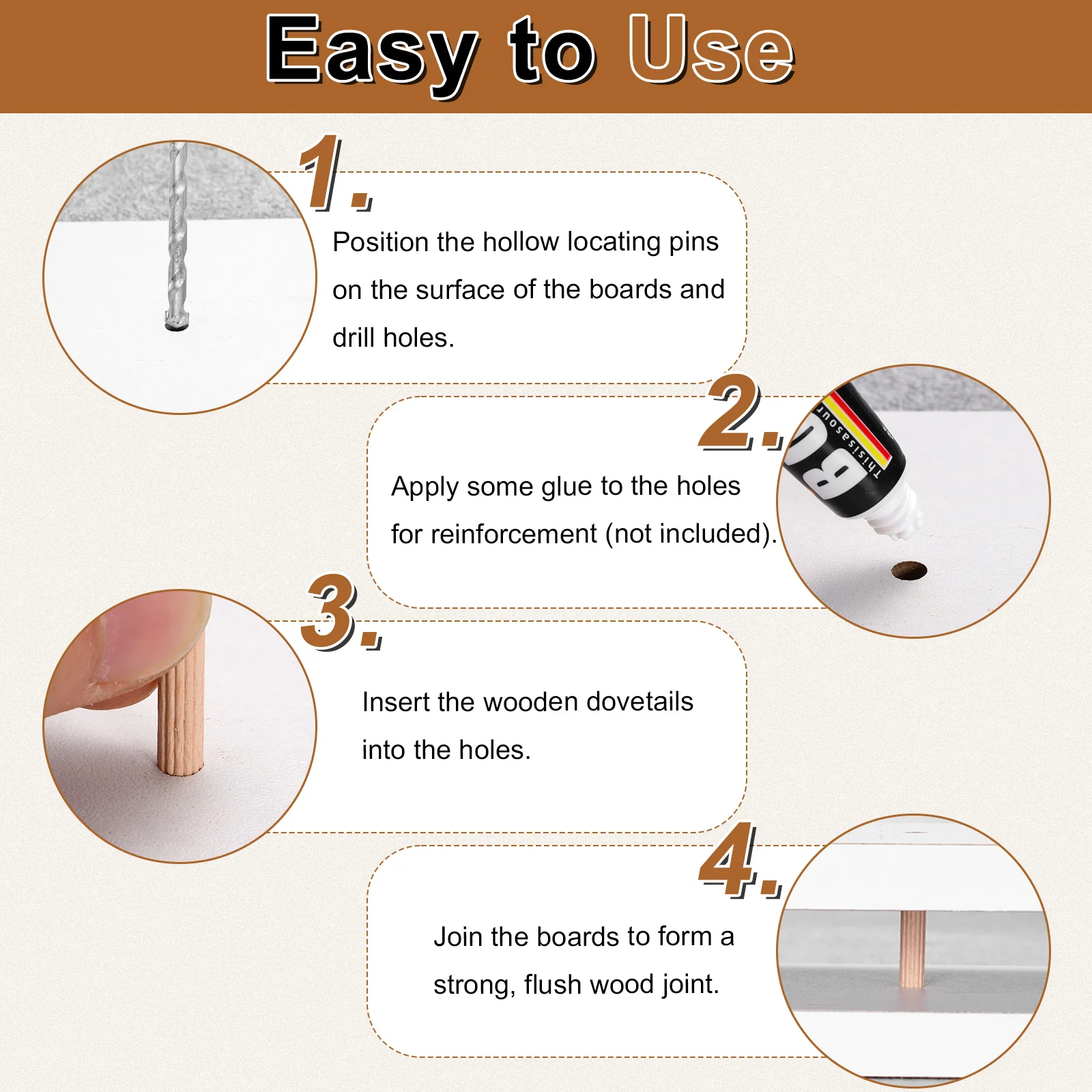 Uxcell 150Pcs Wood Dowel Pins, 8 x 40mm Wooden Dowel Rods with Center Transfer Plugs - Image 4