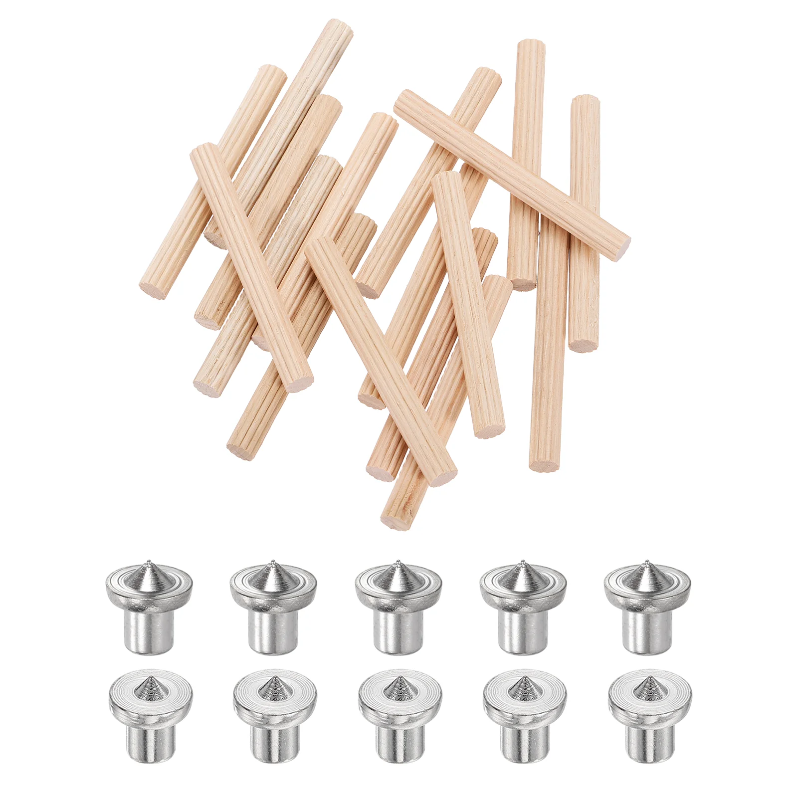 Uxcell 250Pcs Wood Dowel Pins, 6 x 55mm Wooden Dowel Rods with Center Transfer Plugs