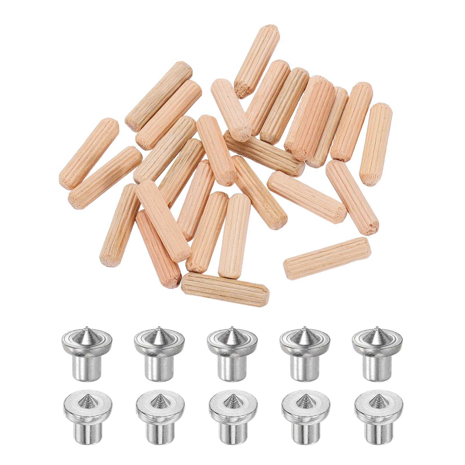 Uxcell 200Pcs Wood Dowel Pins, 5 x 20mm Wooden Dowel Rods with Center Transfer Plugs