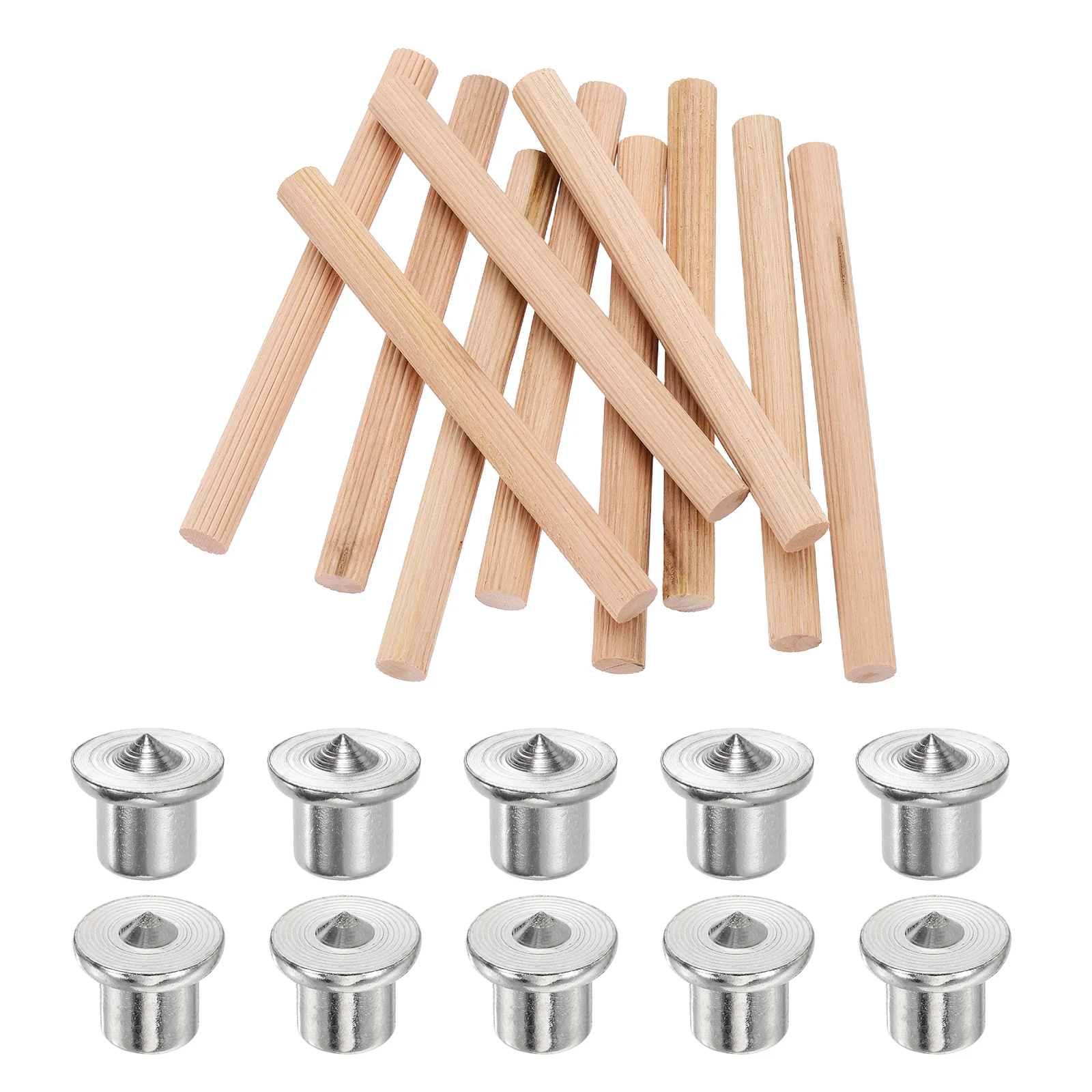 Uxcell 50Pcs Wood Dowel Pins, 10 x 110mm Wooden Dowel Rods with Center Transfer Plugs