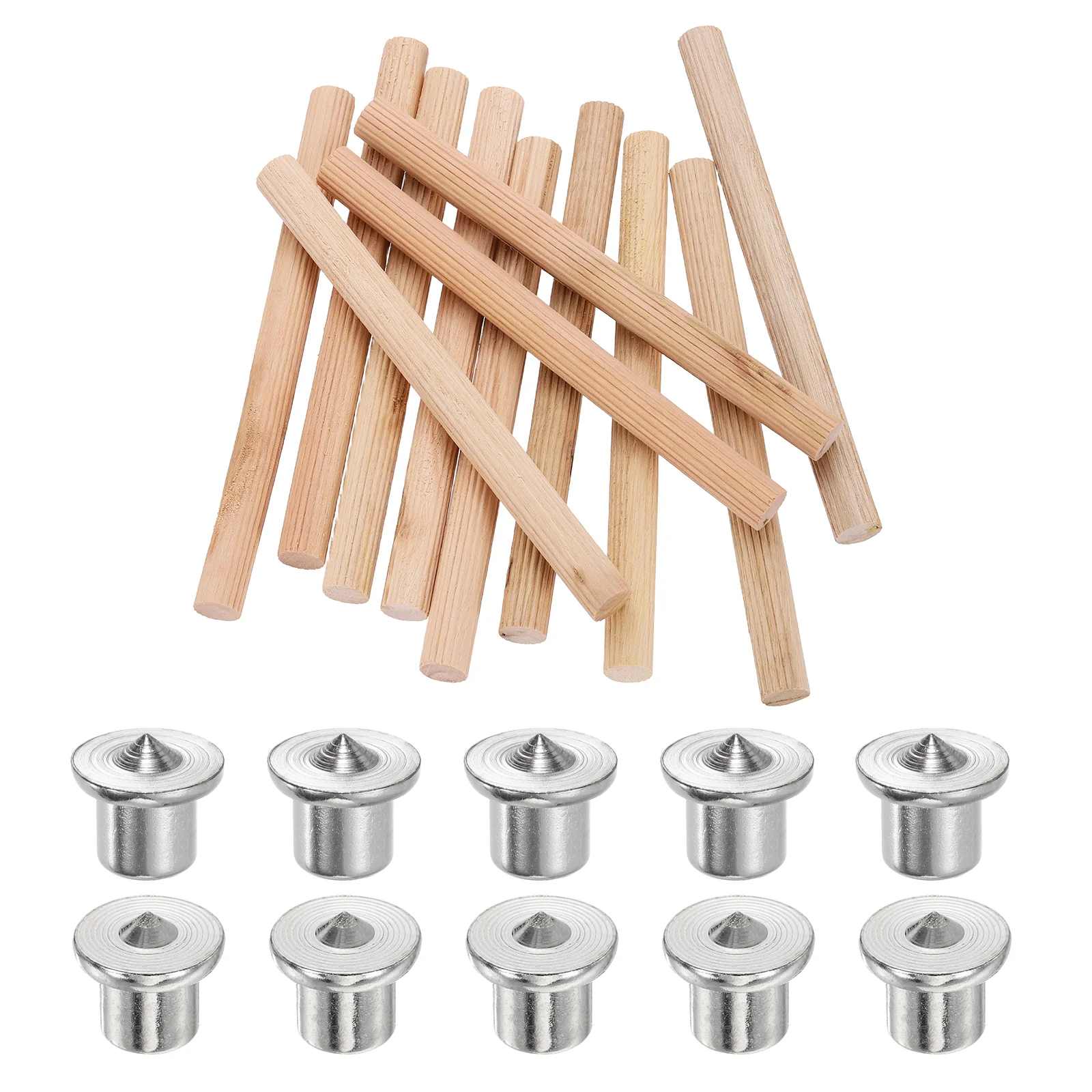 Uxcell 50Pcs Wood Dowel Pins, 10 x 120mm Wooden Dowel Rods with Center Transfer Plugs
