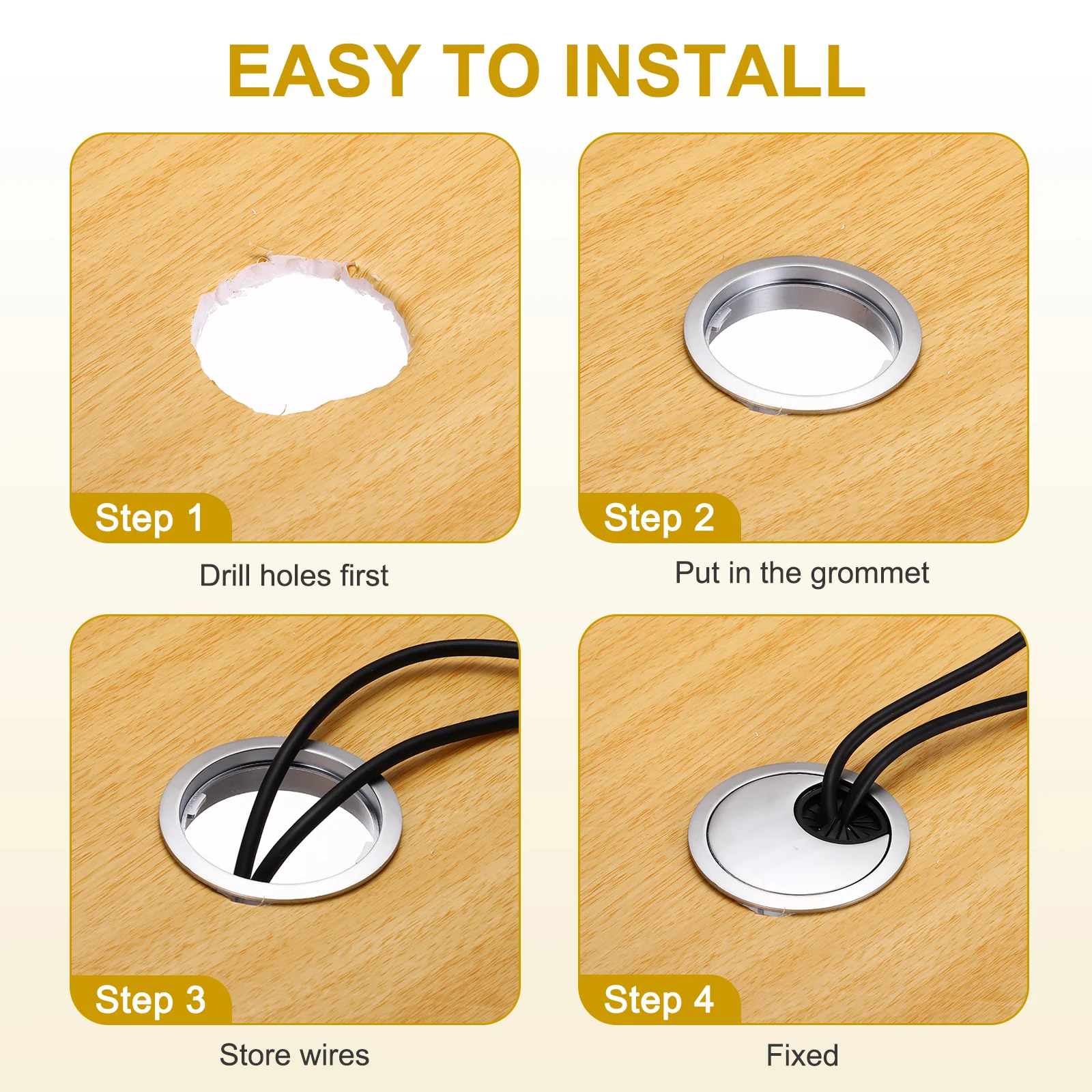 5 Pcs Desk Grommet 1.97Inch,Zinc Alloy Round Desk Hole Cover,50mm,Brushed Nickel - Image 5
