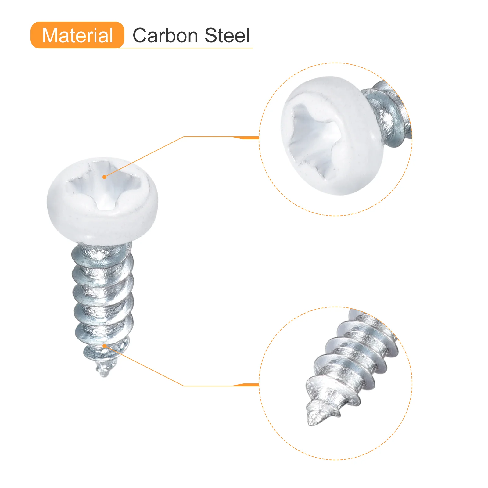 Uxcell 50Pcs #2 x 5/16" White Phillips Pan Head Self Tapping Screws, Silver Blue - Image 4