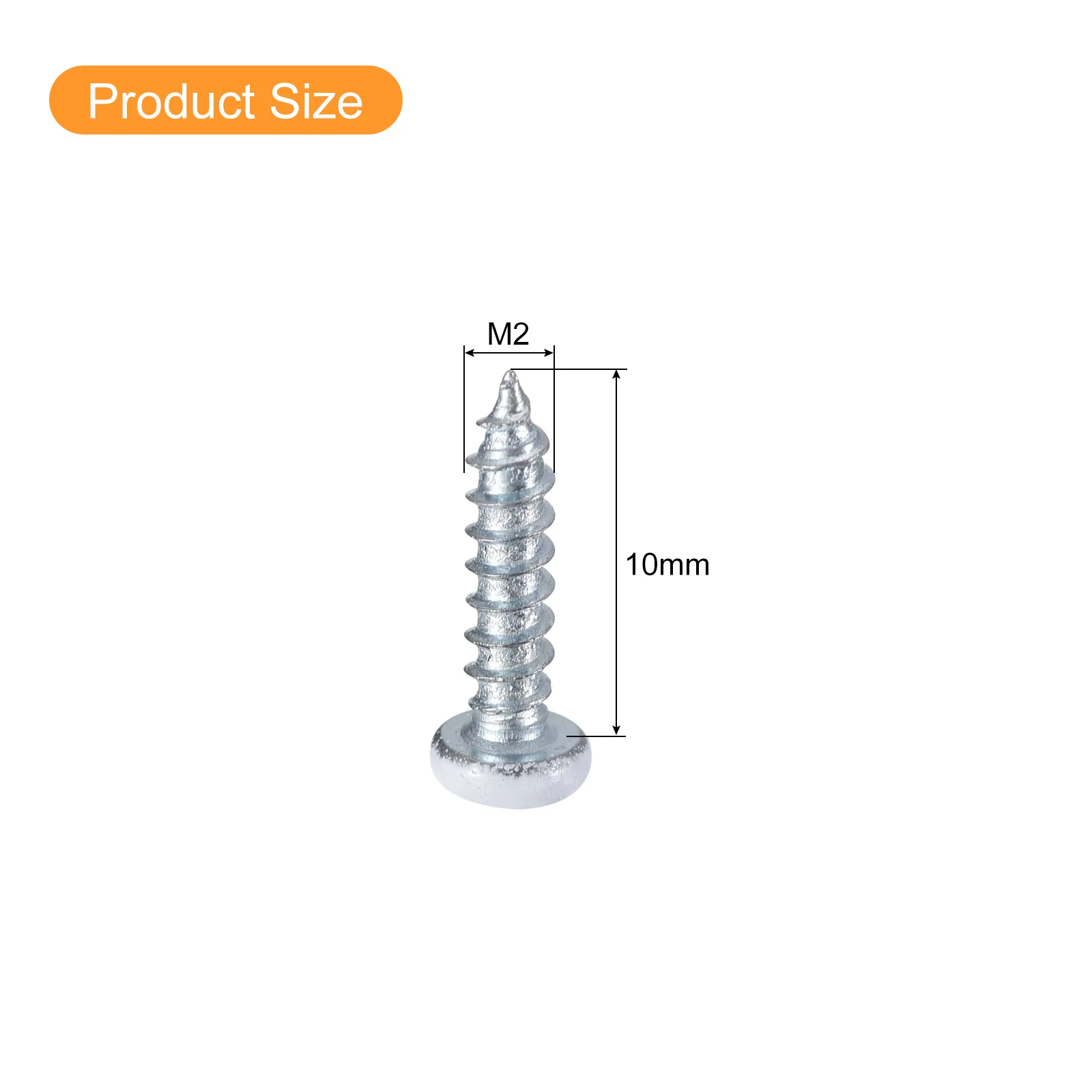 Uxcell 50Pcs #2 x 3/8" White Phillips Pan Head Self Tapping Screws, Silver Blue - Image 2