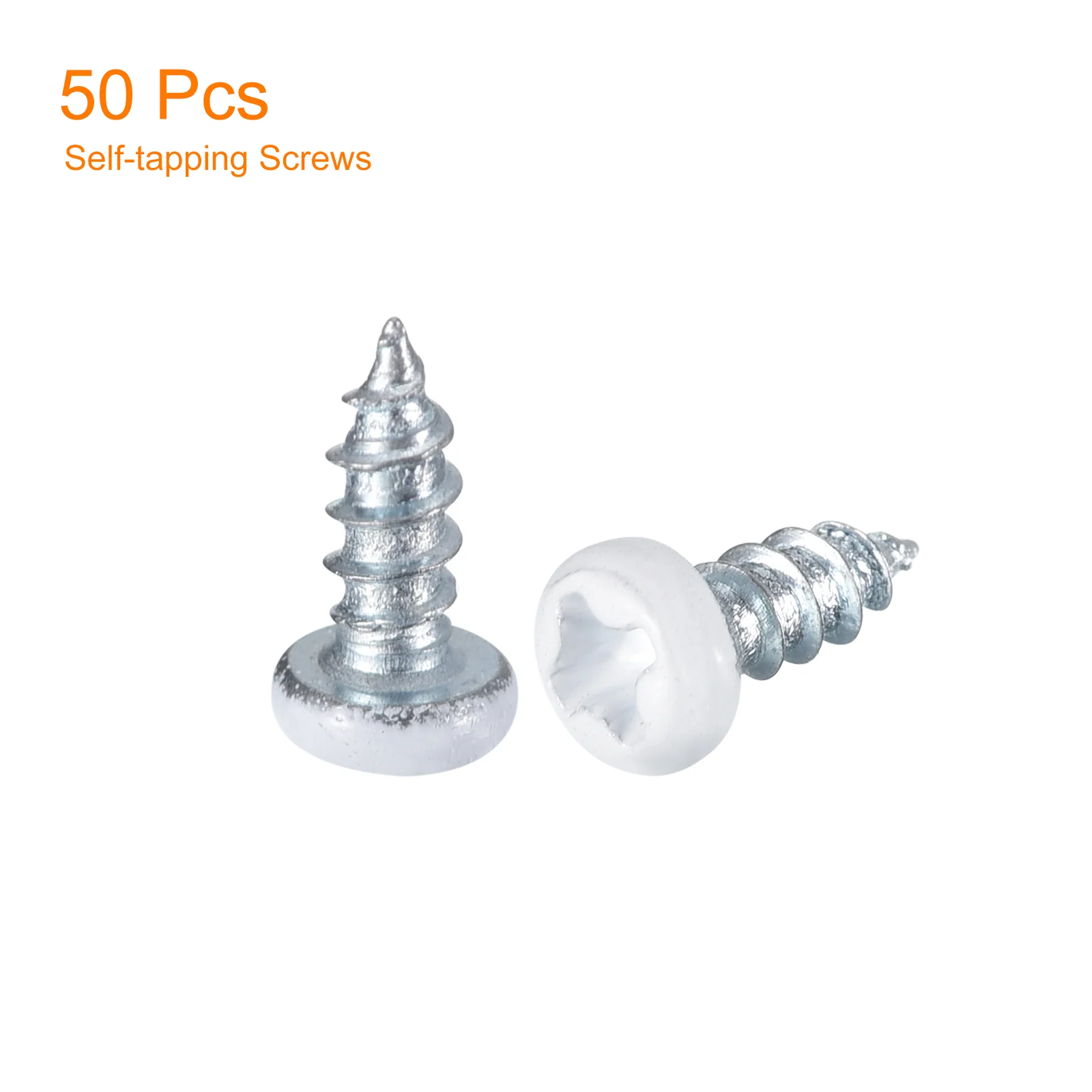 Uxcell 50Pcs #2 x 1/4"White Phillips Pan Head Self Tapping Screws, Silver Blue - Image 3