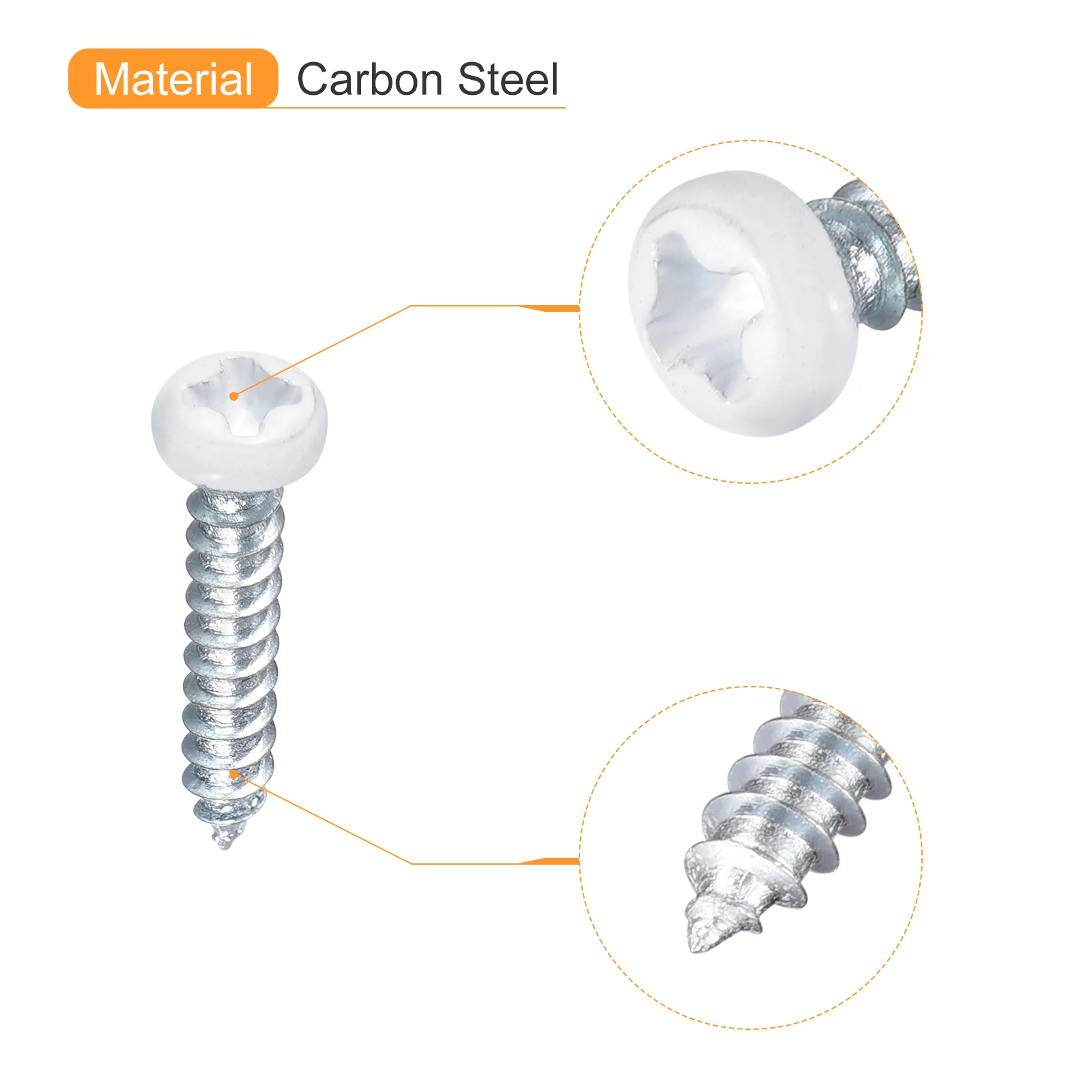 Uxcell 25Pcs #2 x 1/2" White Phillips Pan Head Self Tapping Screws, Silver Blue - Image 4