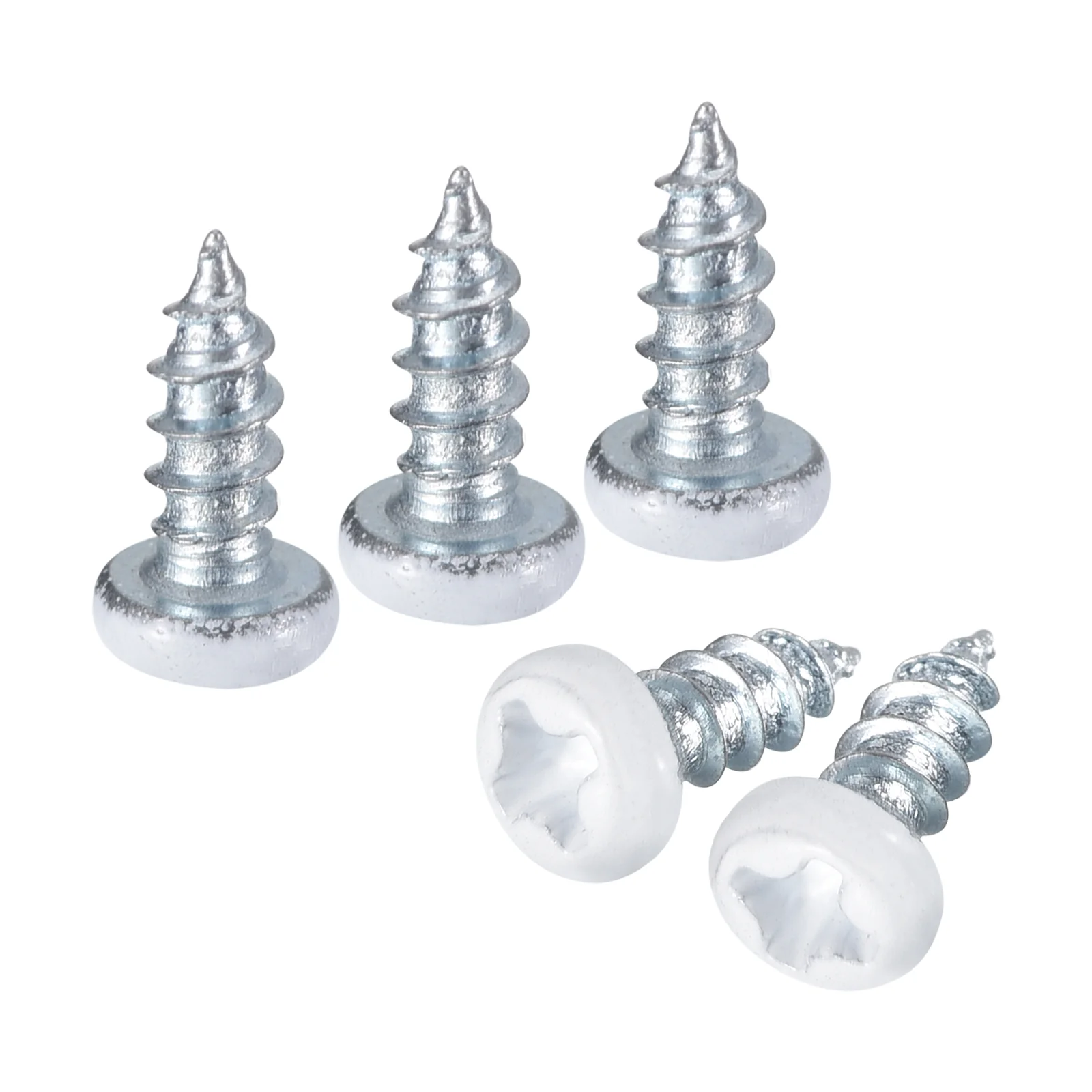 Uxcell 50Pcs #2.5 x 1/4" White Phillips Pan Head Self Tapping Screws, Silver Blue