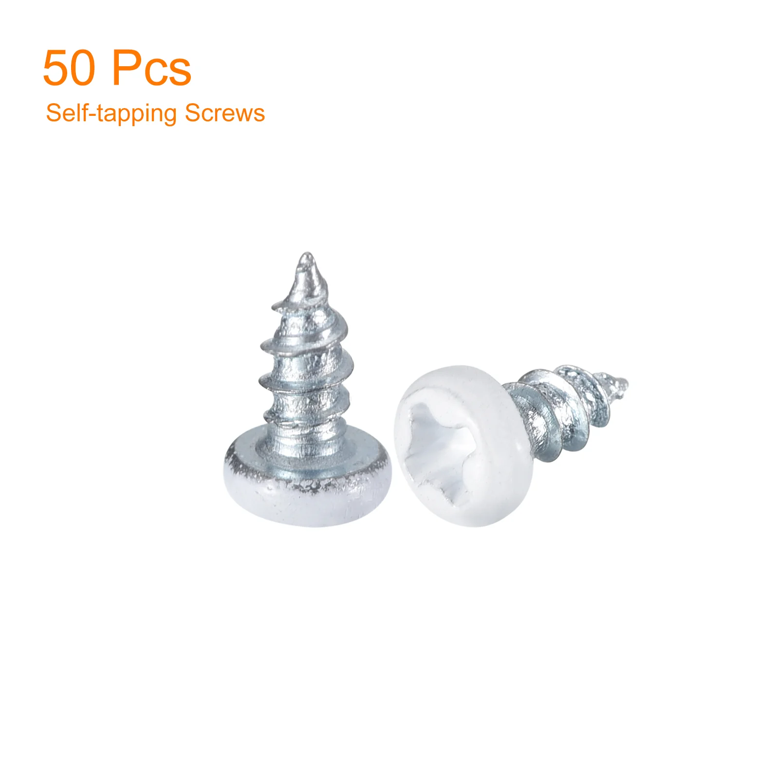 Uxcell 50Pcs #3 x 1/4"White Phillips Pan Head Self Tapping Screws, Silver Blue - Image 3