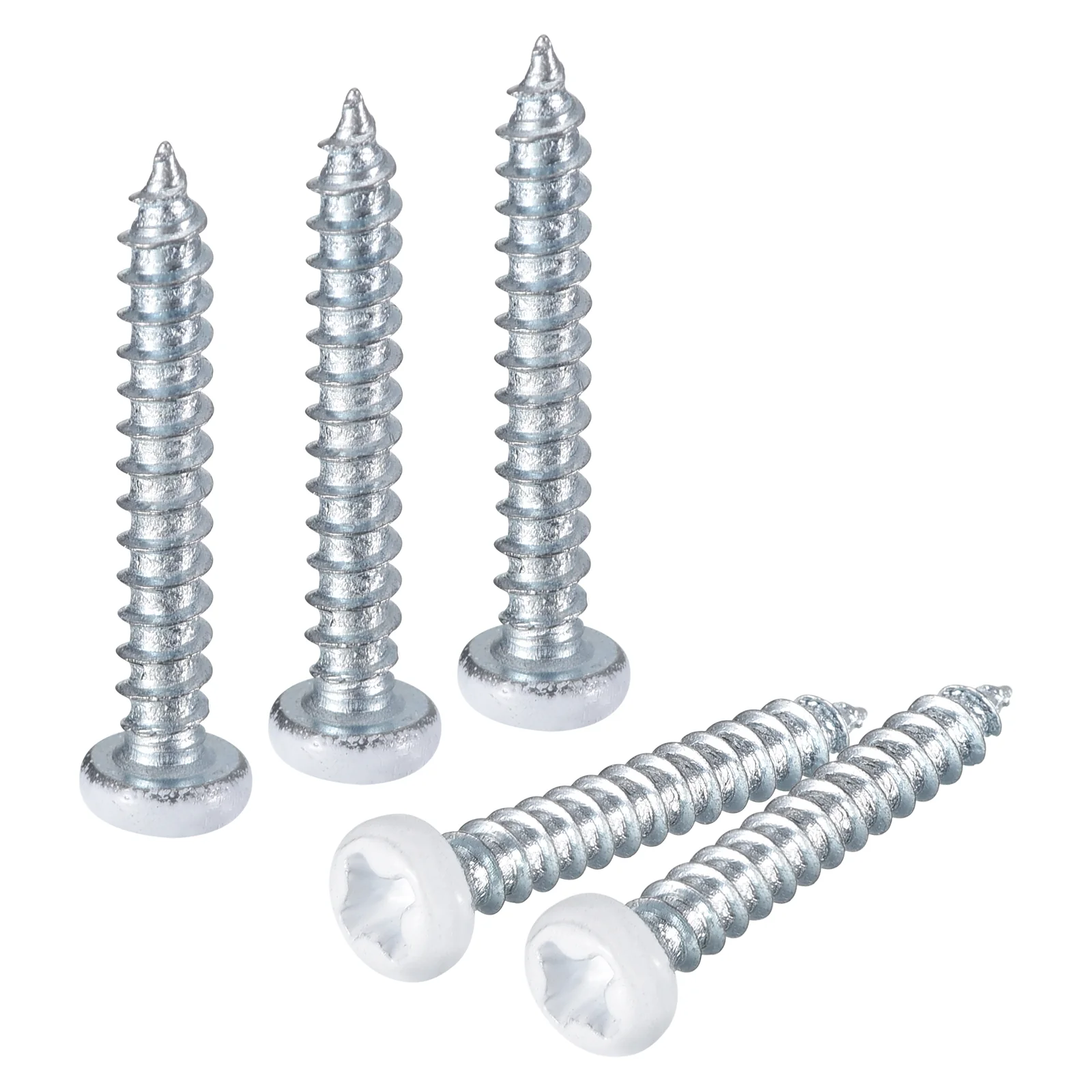 Uxcell 50Pcs #3 x 13/16"White Phillips Pan Head Self Tapping Screws, Silver Blue