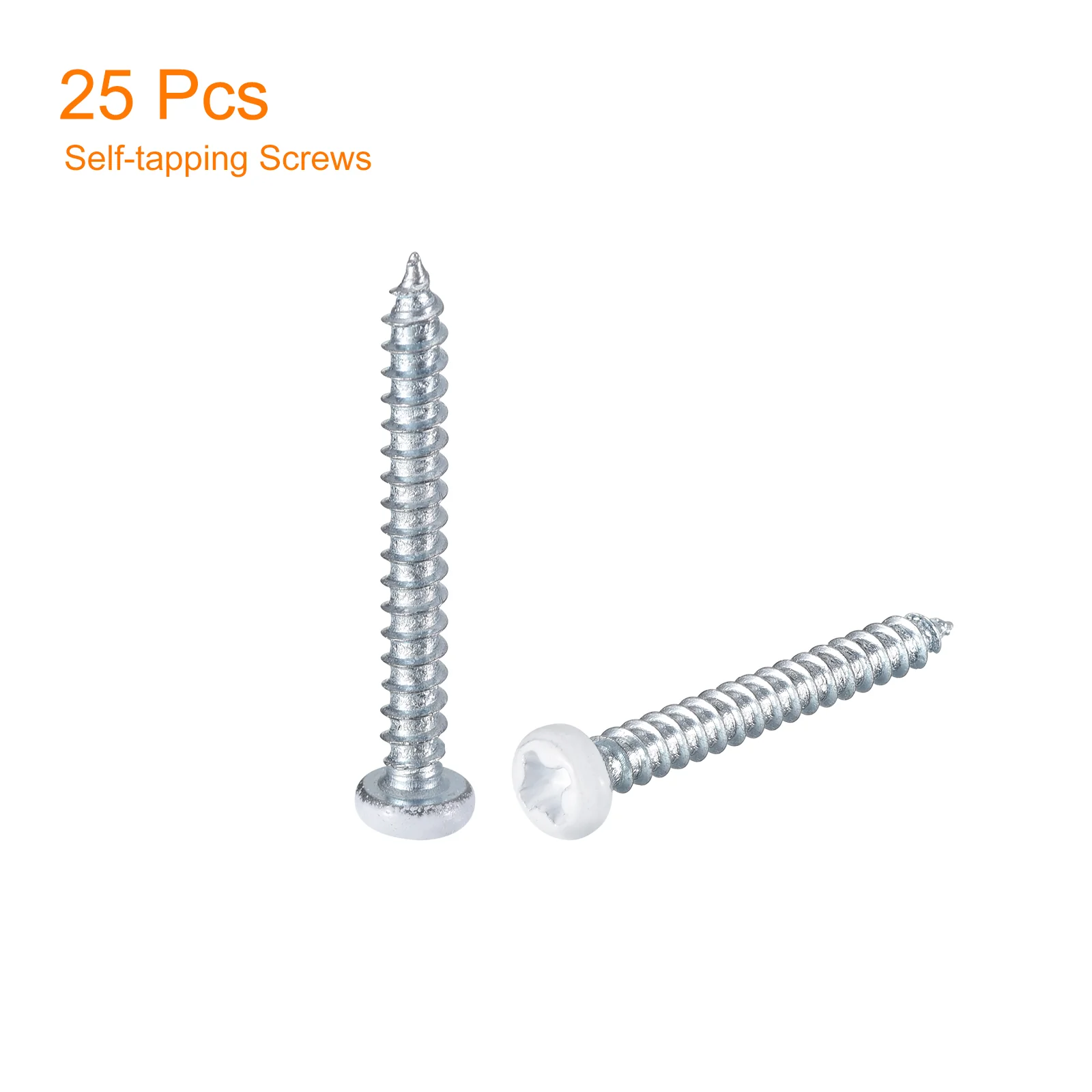 Uxcell 25Pcs #3 x 1"White Phillips Pan Head Self Tapping Screws, Silver Blue - Image 3