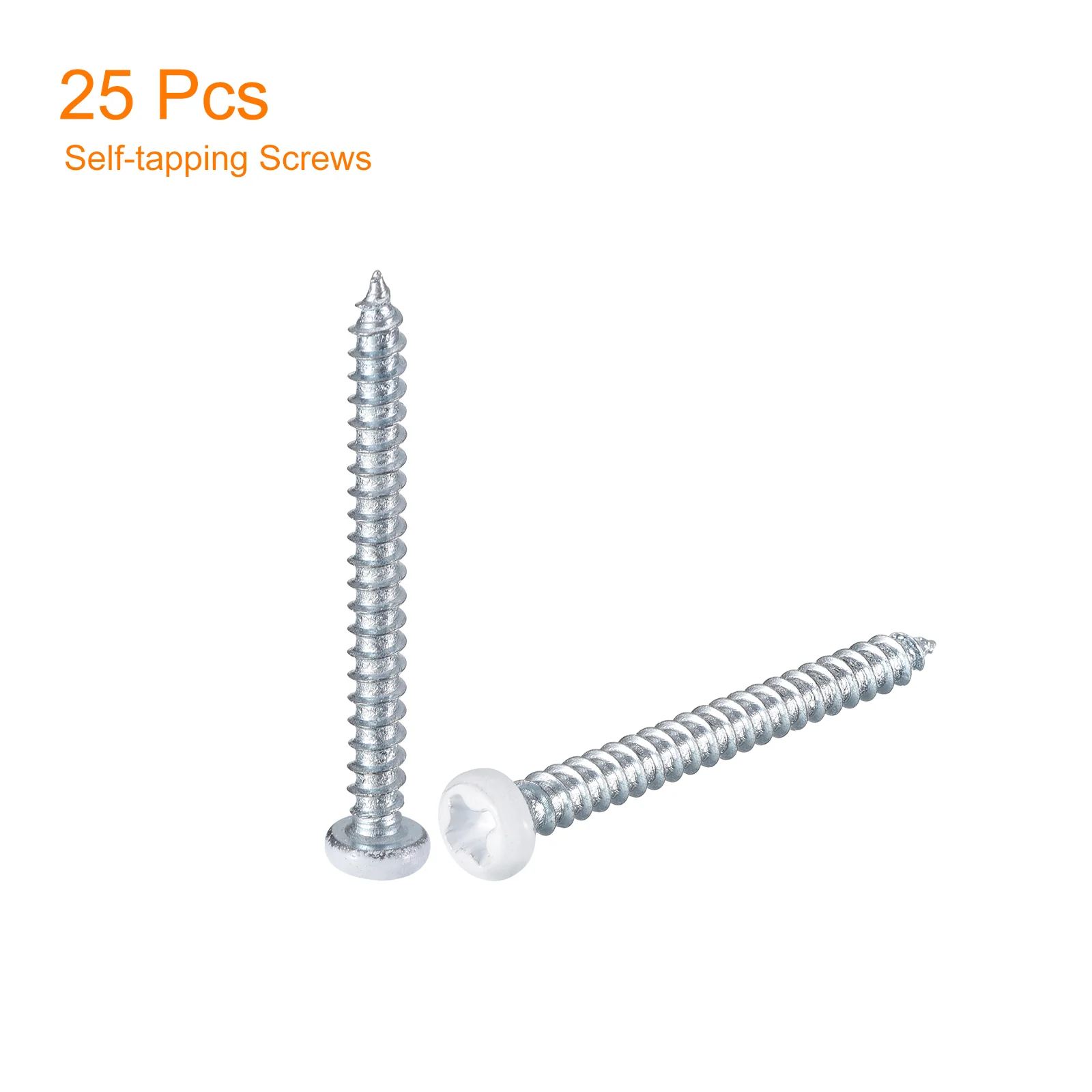Uxcell 25Pcs #3 x 1-3/16"White Phillips Pan Head Self Tapping Screws, Silver Blue - Image 3