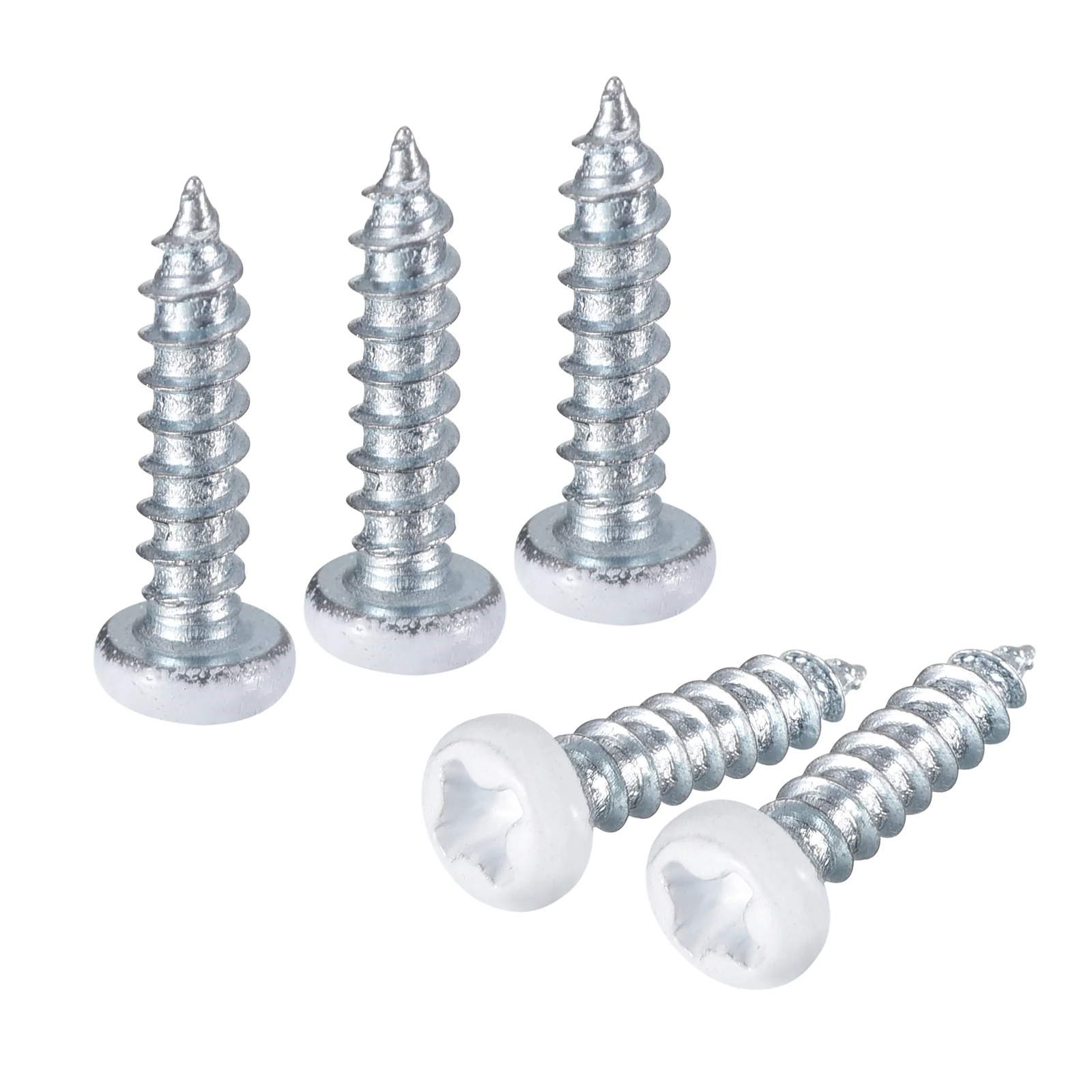 Uxcell 100Pcs #3.5 x 9/16" White Phillips Pan Head Self Tapping Screws, Silver Blue