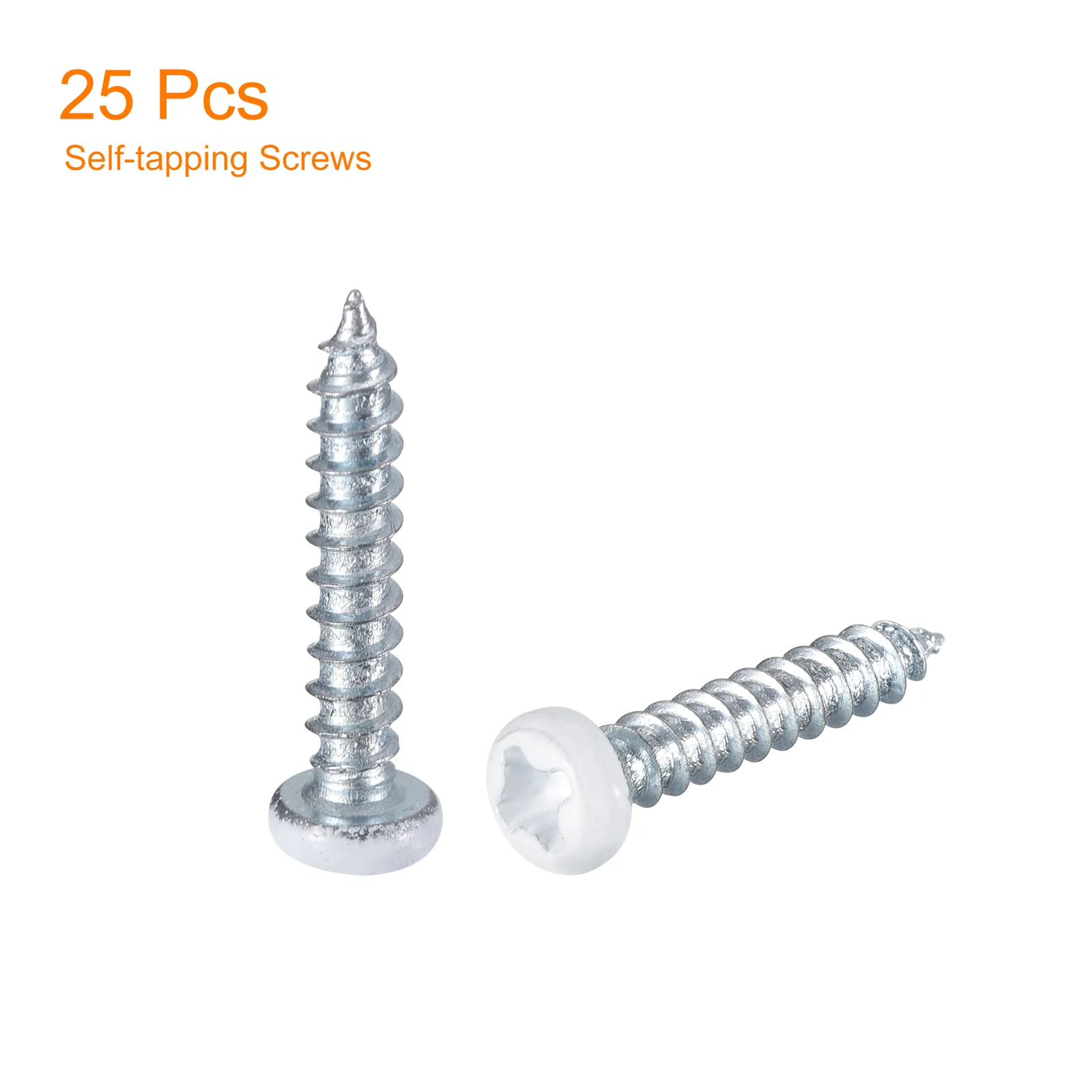 Uxcell 25Pcs #3.5 x 13/16" White Phillips Pan Head Self Tapping Screws, Silver Blue - Image 3