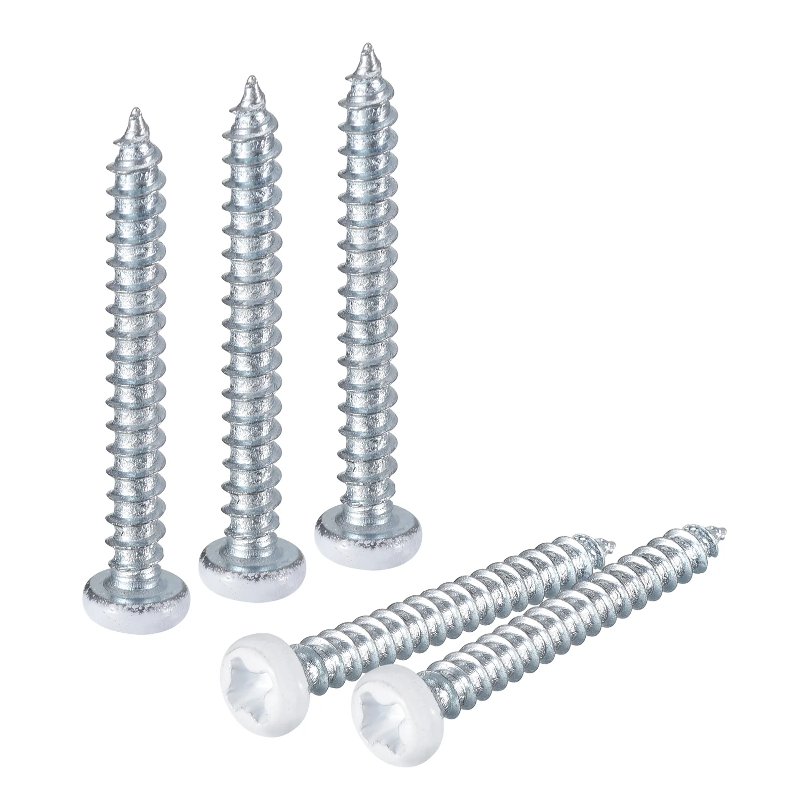 Uxcell 25Pcs #3.5 x 1-1/4"White Phillips Pan Head Self Tapping Screws, Silver Blue