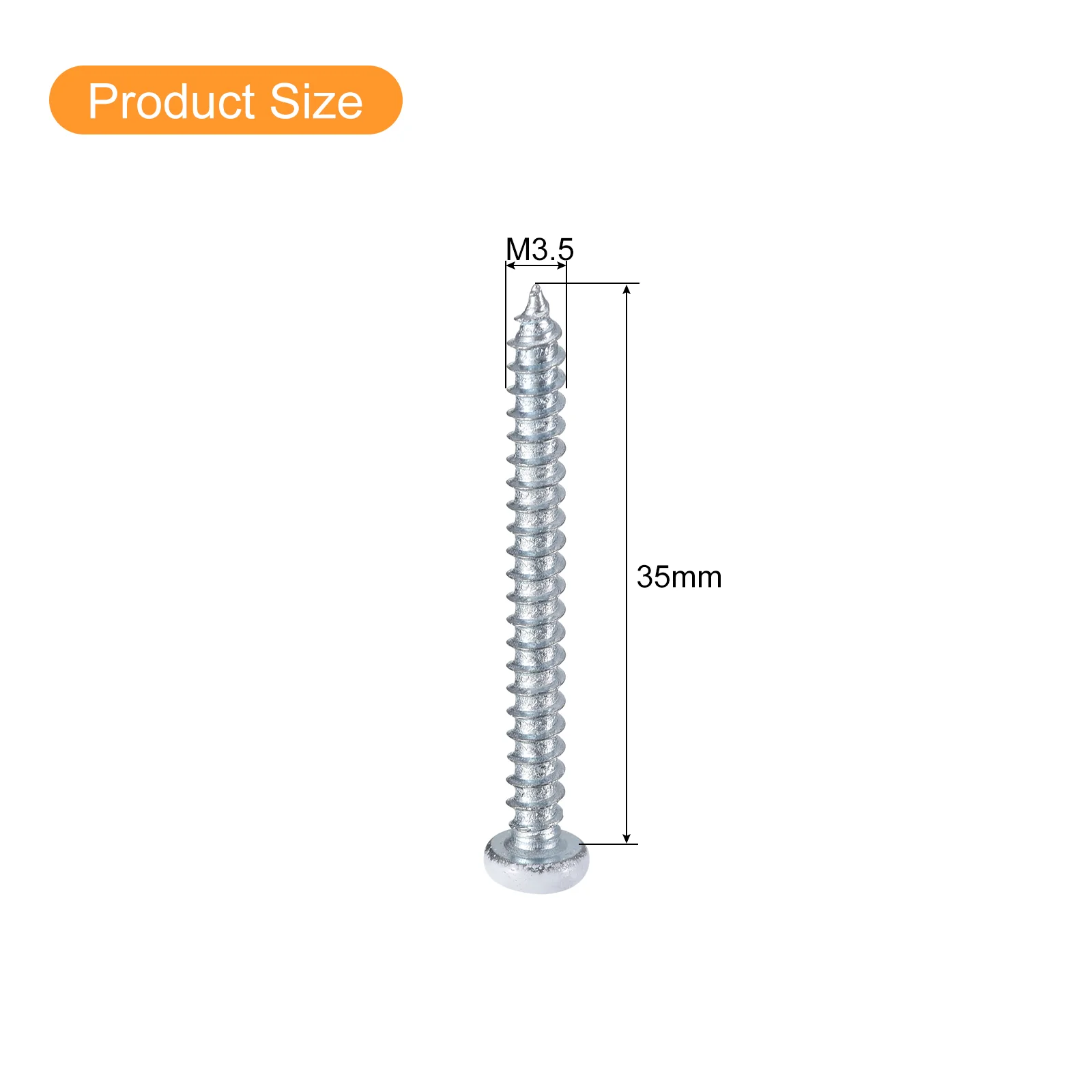 Uxcell 25Pcs #3.5 x 1-3/8"White Phillips Pan Head Self Tapping Screws, Silver Blue - Image 2