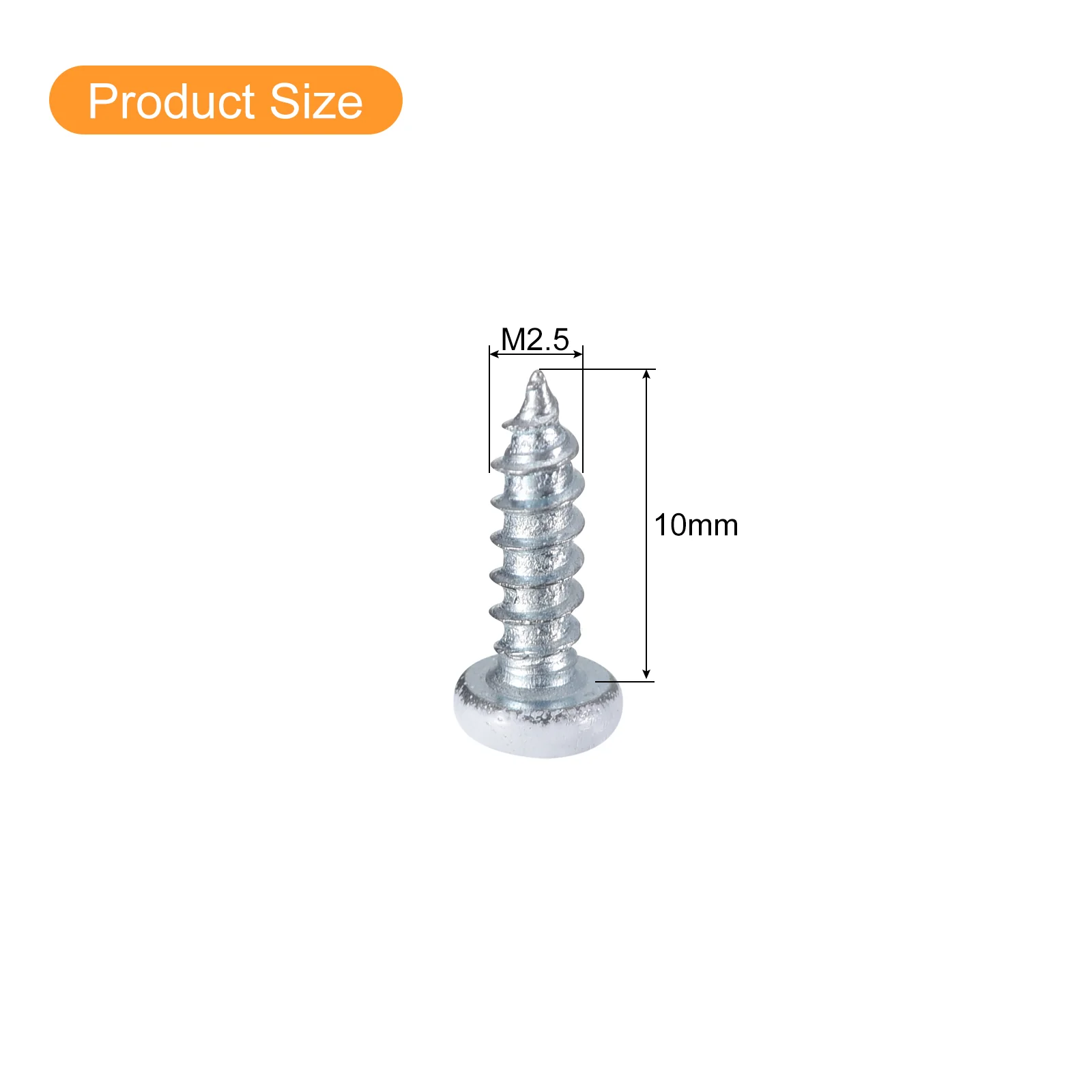Uxcell 50Pcs M2.5 x 10mm White Phillips Pan Head Self Tapping Screws, White Blue - Image 2
