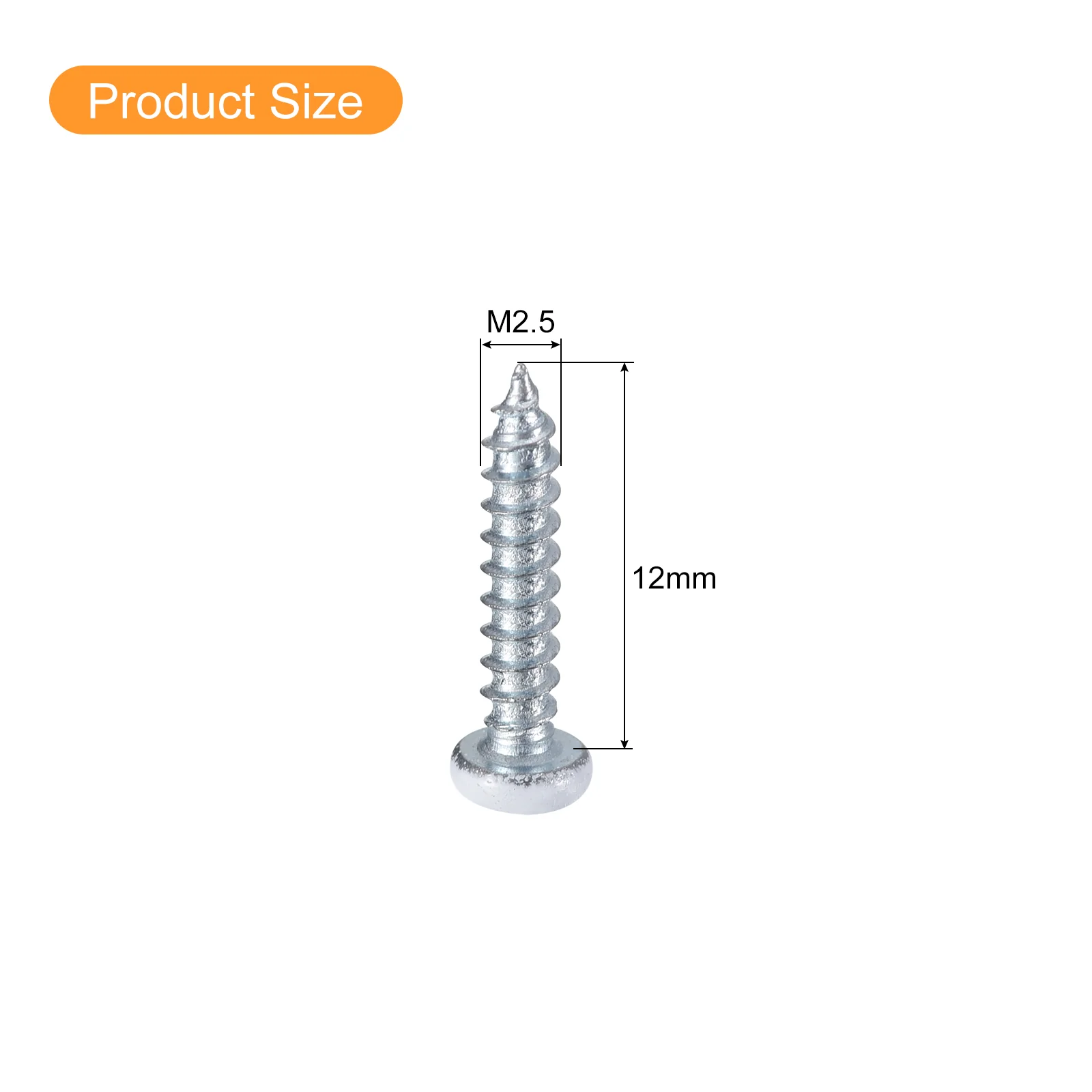 Uxcell 25Pcs M2.5 x 12mm White Phillips Pan Head Self Tapping Screws, White Blue - Image 2
