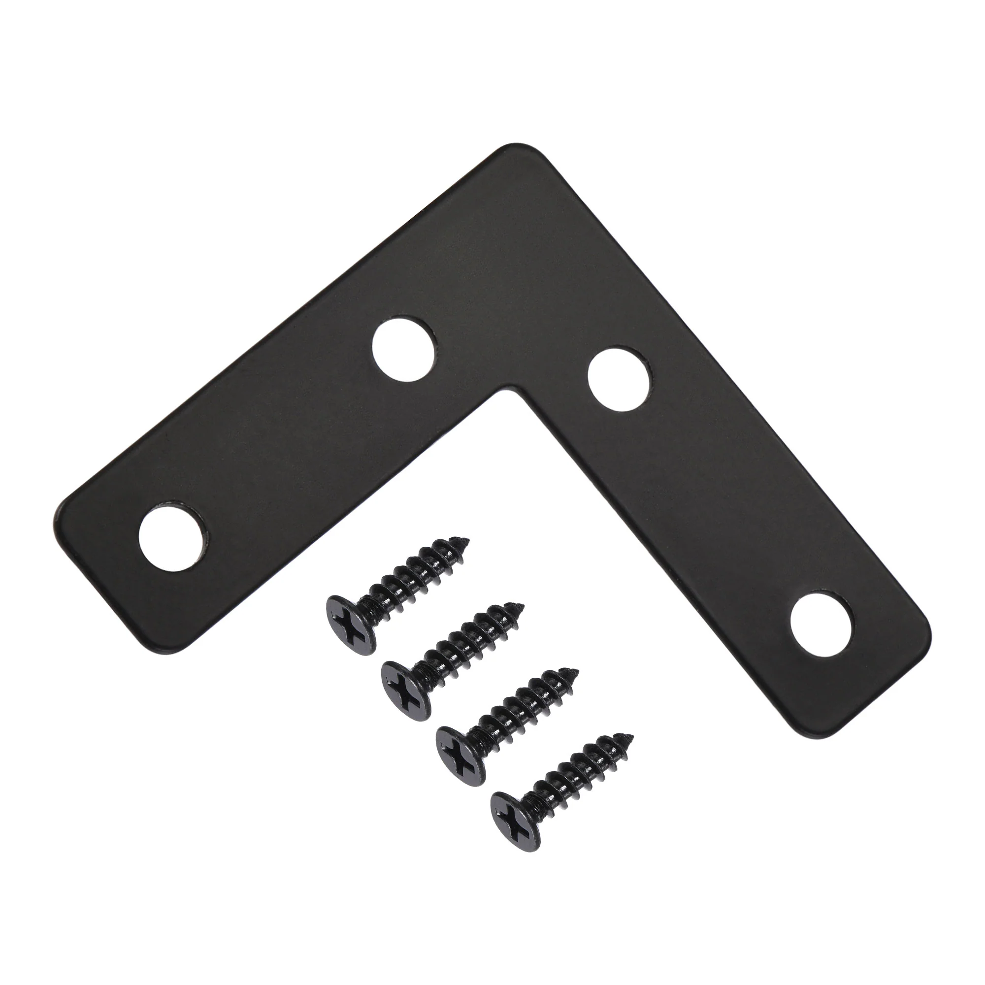 Uxcell L Shape Brace 50mmx50mm Mending Repairing Flat Brackets with Screws Black 12Pcs
