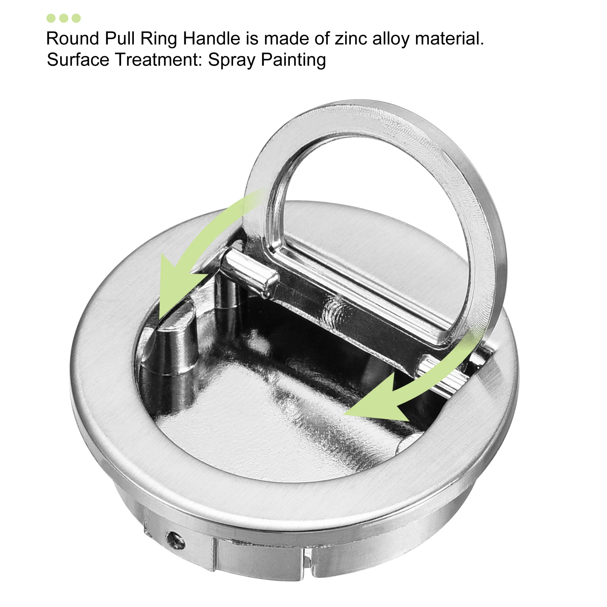 Uxcell 3pcs Flush Pull Ring Handle 40x10mm Drawer Pull Brushed Silver - Image 3