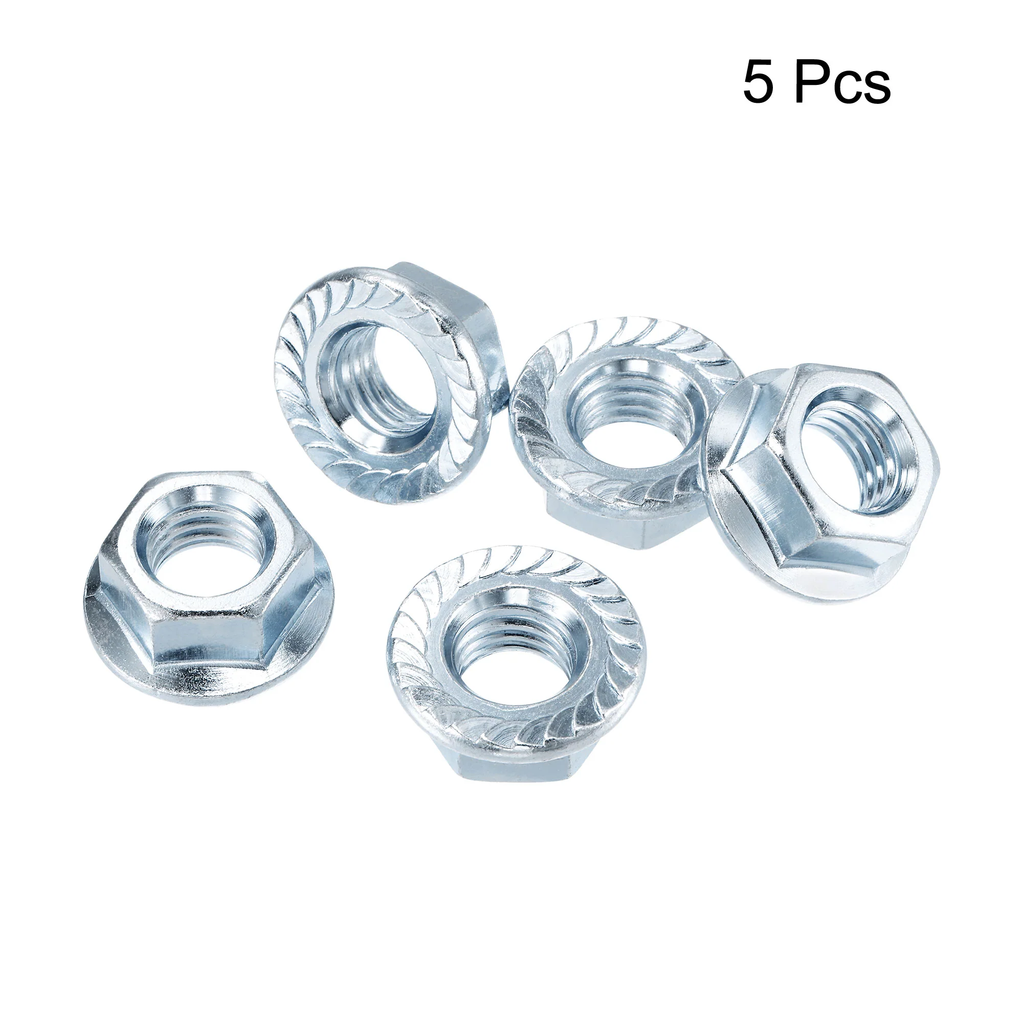 Uxcell 5/8"-11 Serrated Flange Hex Lock Nuts, Carbon Steel Zinc Plated 5pcs - Image 2
