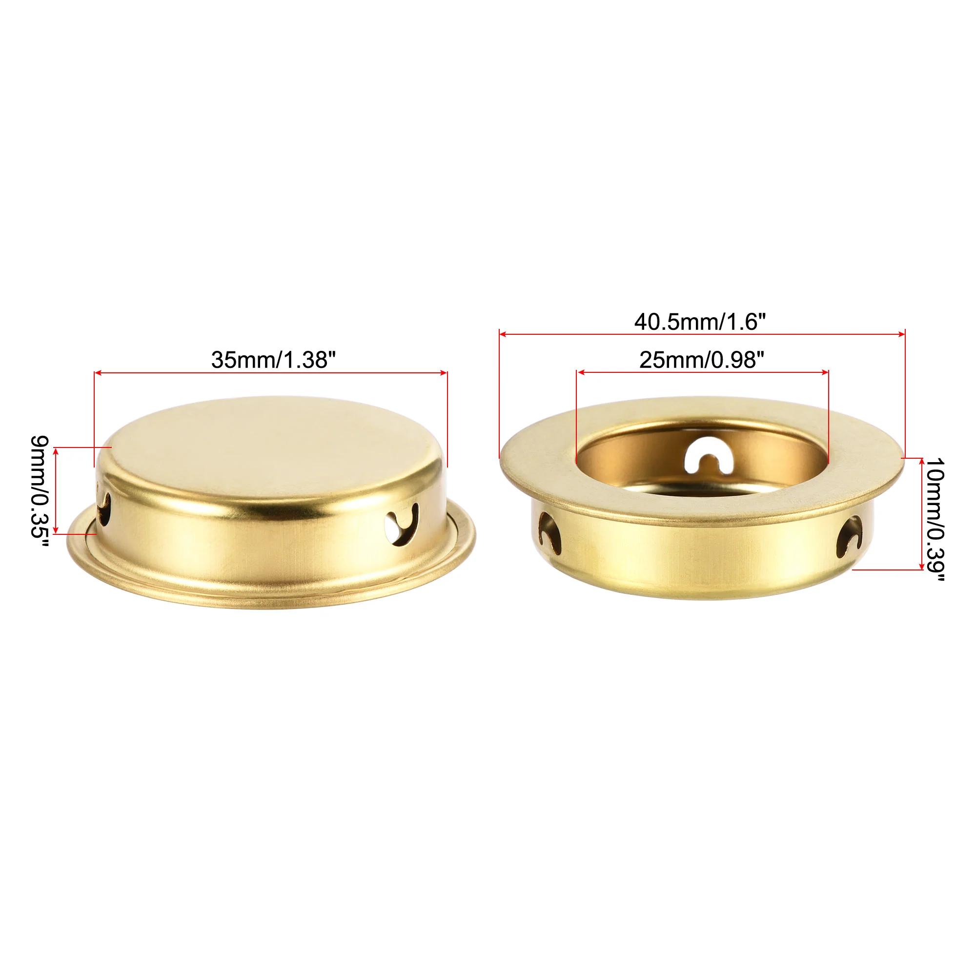 Uxcell Finger Flush Pull Handle 8pcs 35mm Hole Dia Plane Golden - Image 2