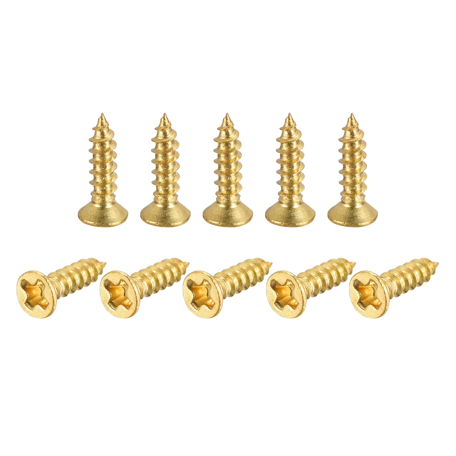Uxcell Brass Wood Screws, M2x8mm Phillips Flat Head Self Tapping Connector for Door Hinges, Wooden Furniture, Home Appliances 50Pcs