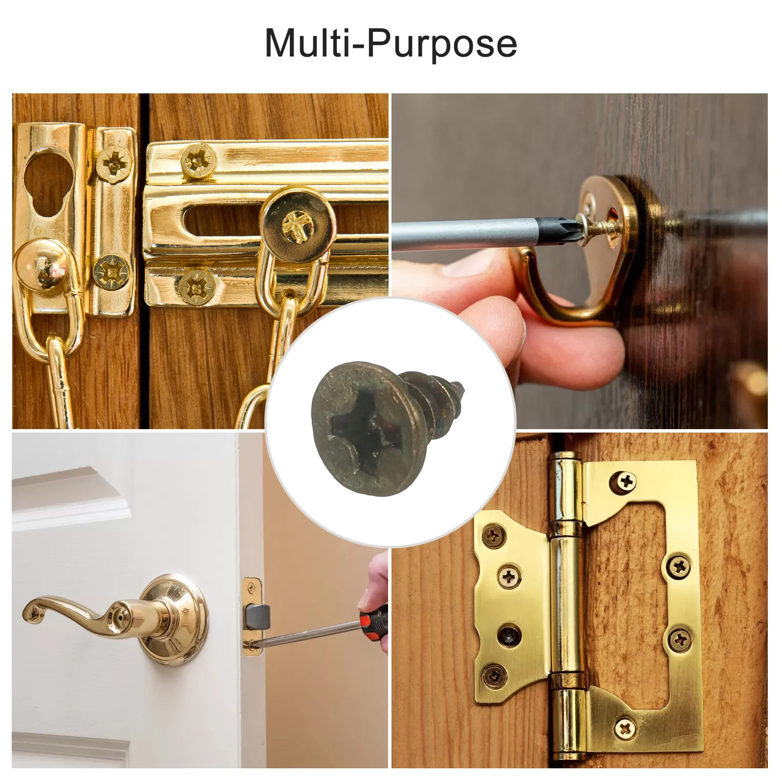 Uxcell Brass Wood Screws, M3x6mm Phillips Flat Head Self Tapping Connector for Door Hinges, Wooden Furniture, Home Appliances 25Pcs - Image 5