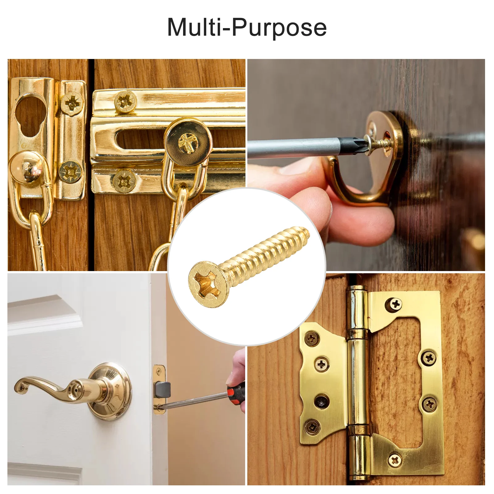 Uxcell Brass Wood Screws, M3x20mm Phillips Flat Head Self Tapping Connector for Door Hinges, Wooden Furniture, Home Appliances 150Pcs - Image 5