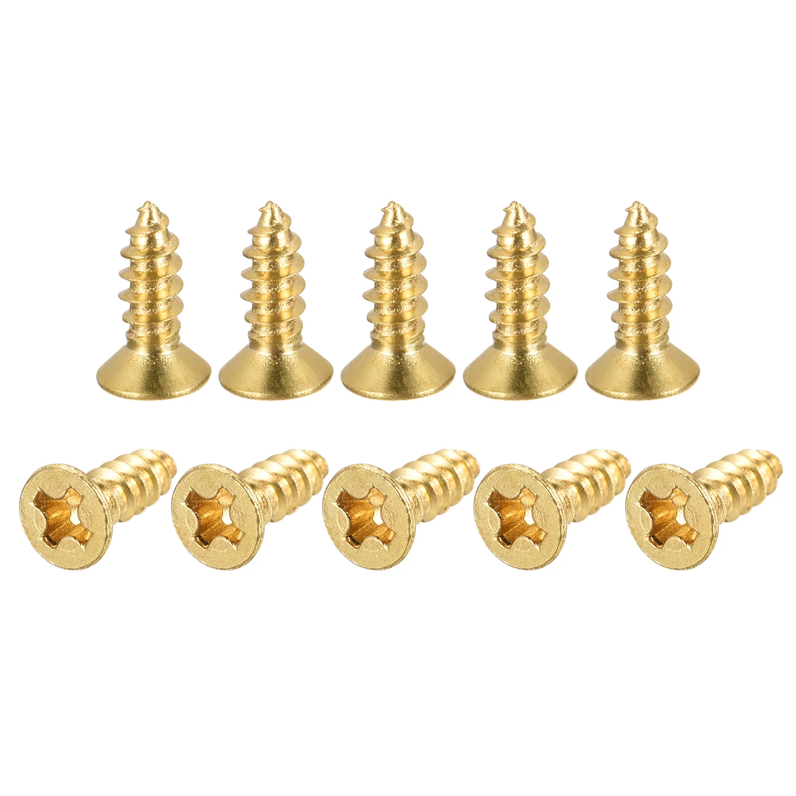 Uxcell Brass Wood Screws, M3.5x12mm Phillips Flat Head Self Tapping Connector for Door Hinges, Wooden Furniture, Home Appliances 150Pcs
