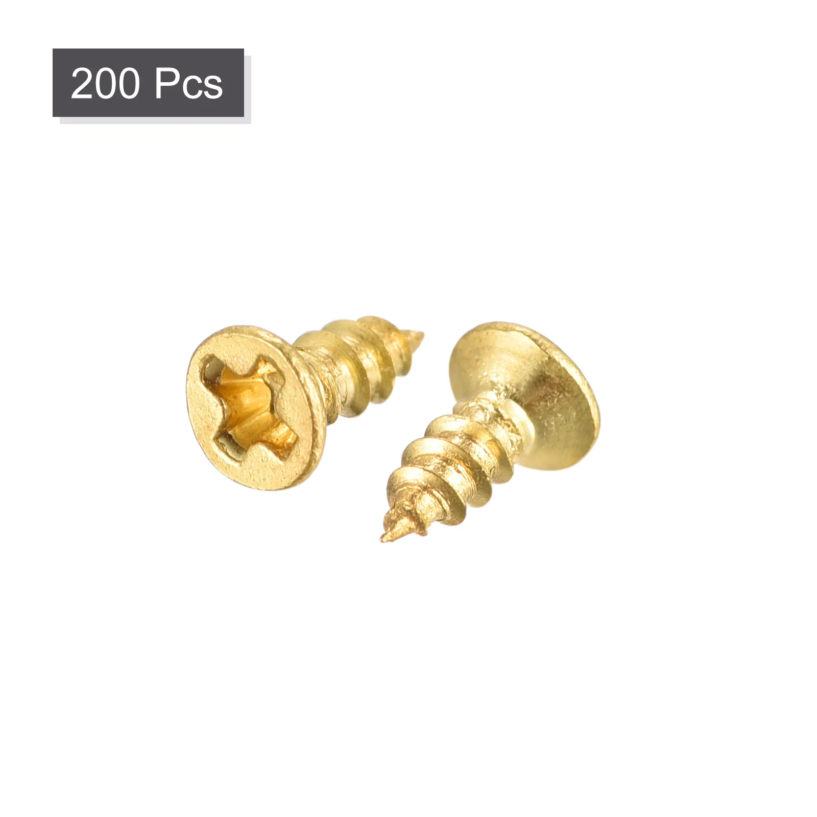 Uxcell Brass Wood Screws, M2x6mm Phillips Flat Head Self Tapping Connector for Door Hinges, Wooden Furniture, Home Appliances 200Pcs - Image 3