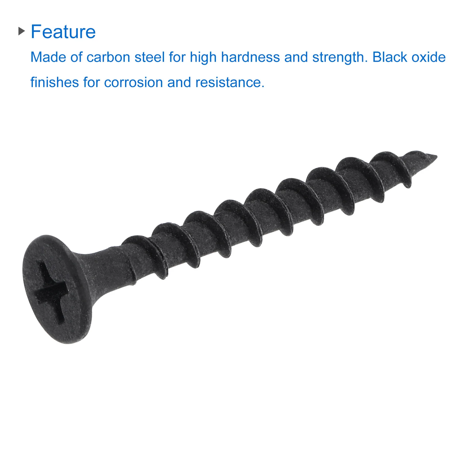 Uxcell #8 x 1 3/8-Inch Wood Screws Carbon Steel Phillips Self Tapping Black 150pcs - Image 4