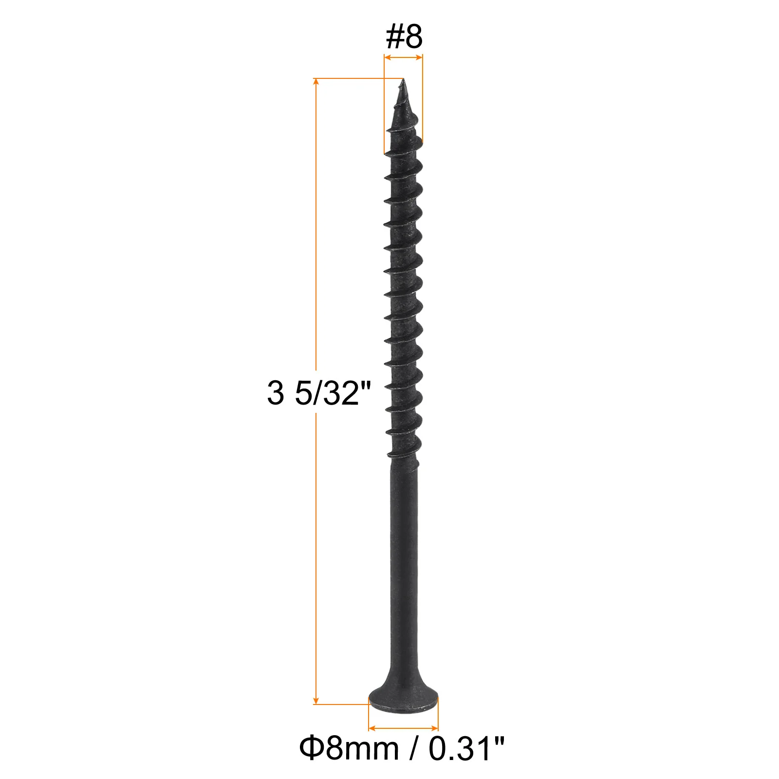 Uxcell #8 x 3 5/32-Inch Wood Screws Carbon Steel Phillips Self Tapping Black 40pcs - Image 2