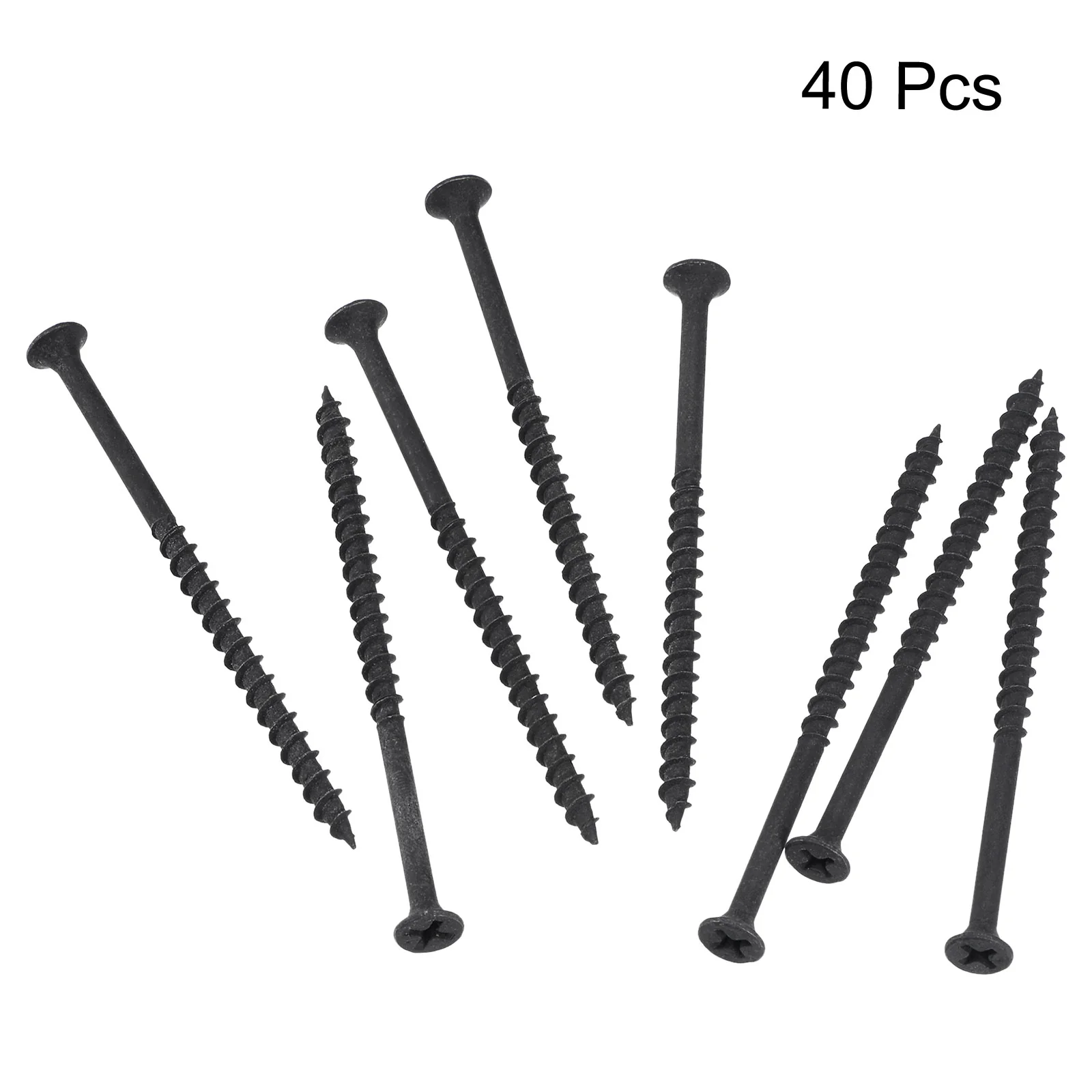 Uxcell #8 x 3 5/32-Inch Wood Screws Carbon Steel Phillips Self Tapping Black 40pcs - Image 3