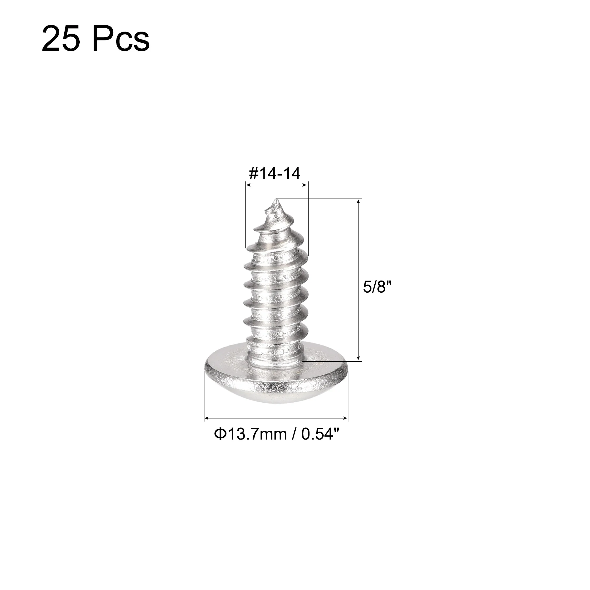 Uxcell #14 x 5/8" 304 Stainless Steel Phillips Head Self Tapping Screws 25pcs - Image 2