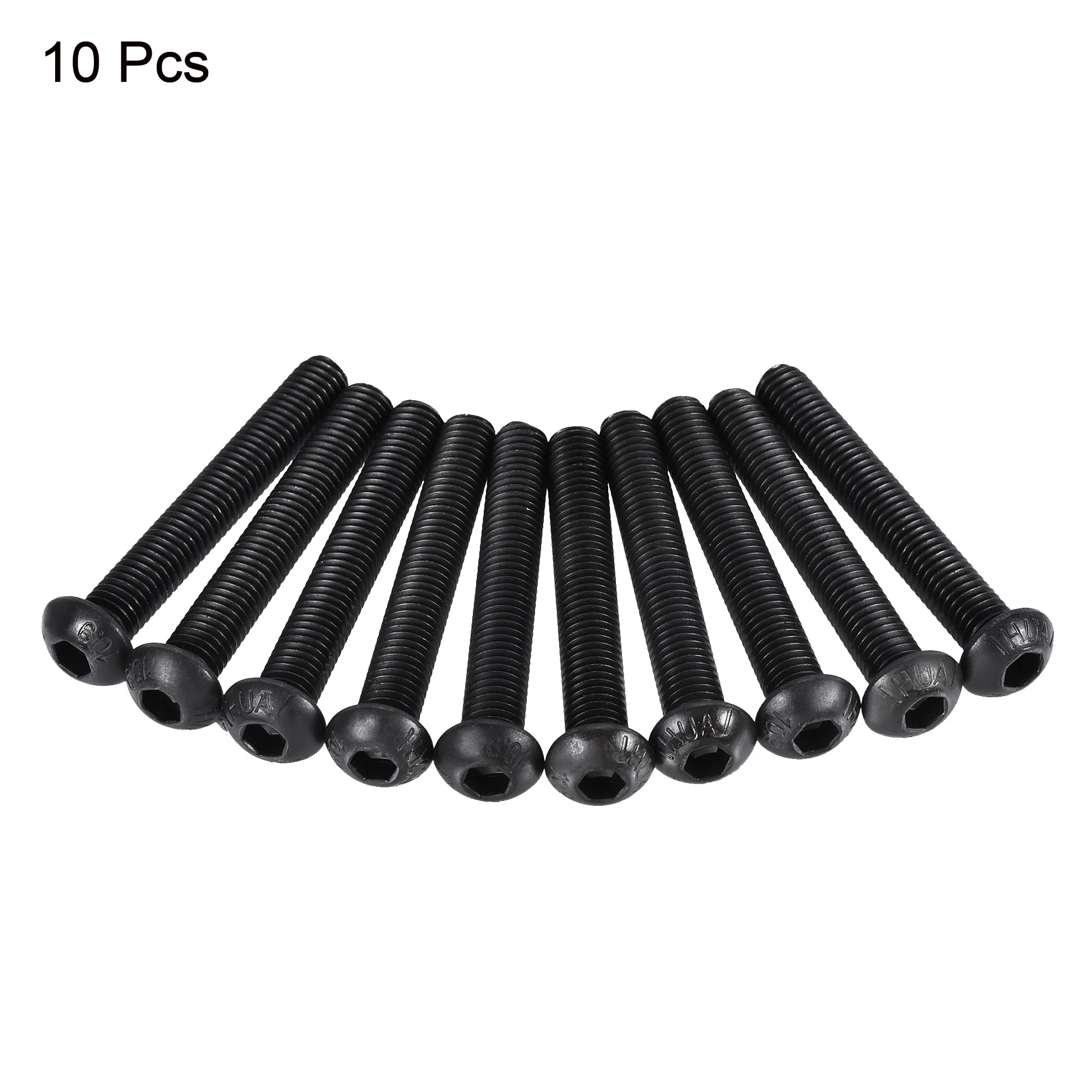 Uxcell M8x55mm Hex Socket Button Head Cap Bolts Screws Carbon Steel 10pcs - Image 3