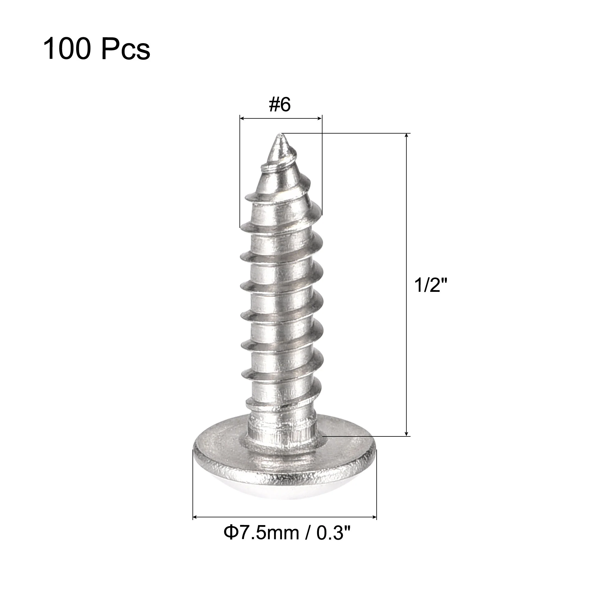 Uxcell #6 x 1/2" 304 Stainless Steel Phillips Head Self Tapping Screws 100pcs - Image 2