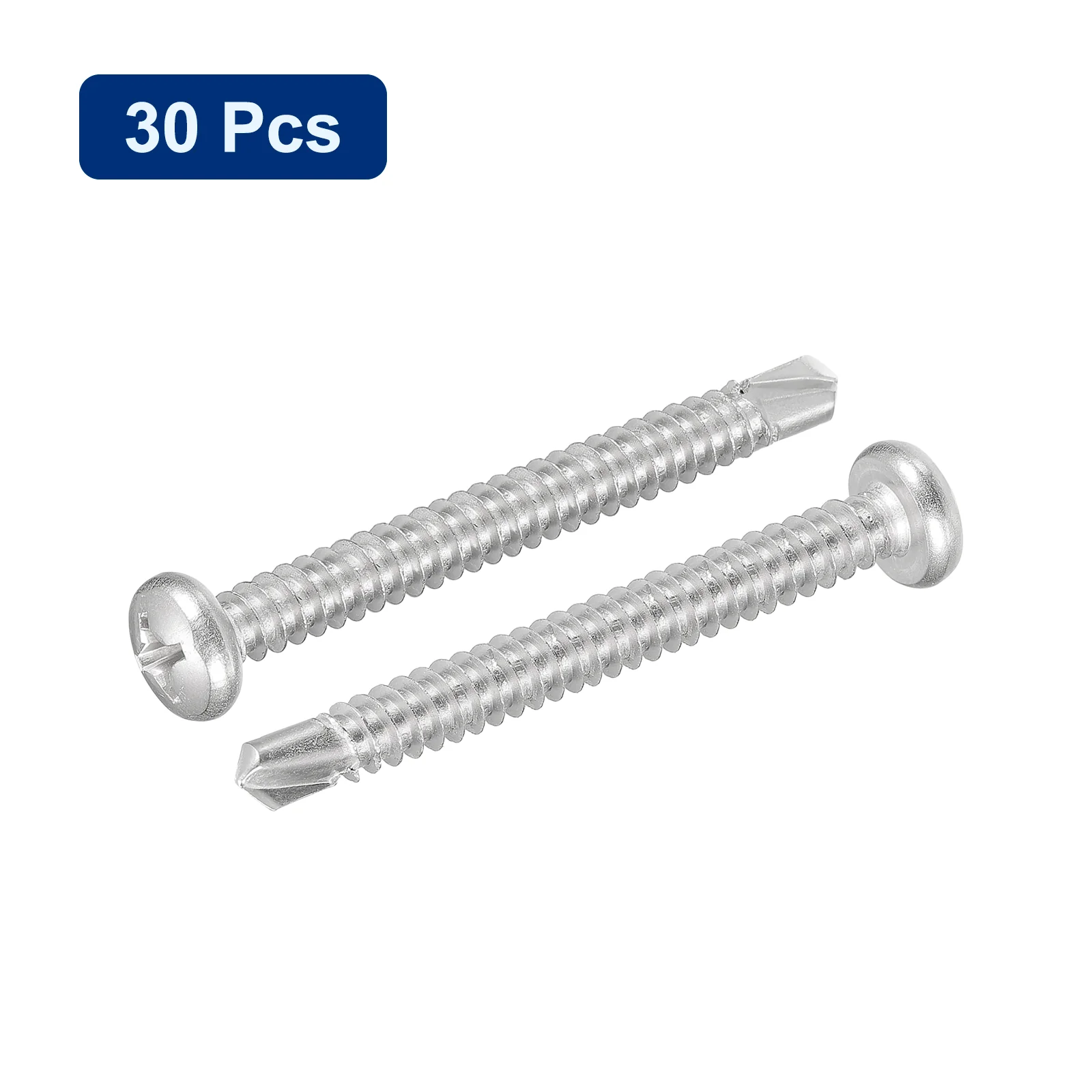 Uxcell #14-3"" Self Drilling Screws, 30pcs Phillips Pan Head Self Tapping Screws - Image 3