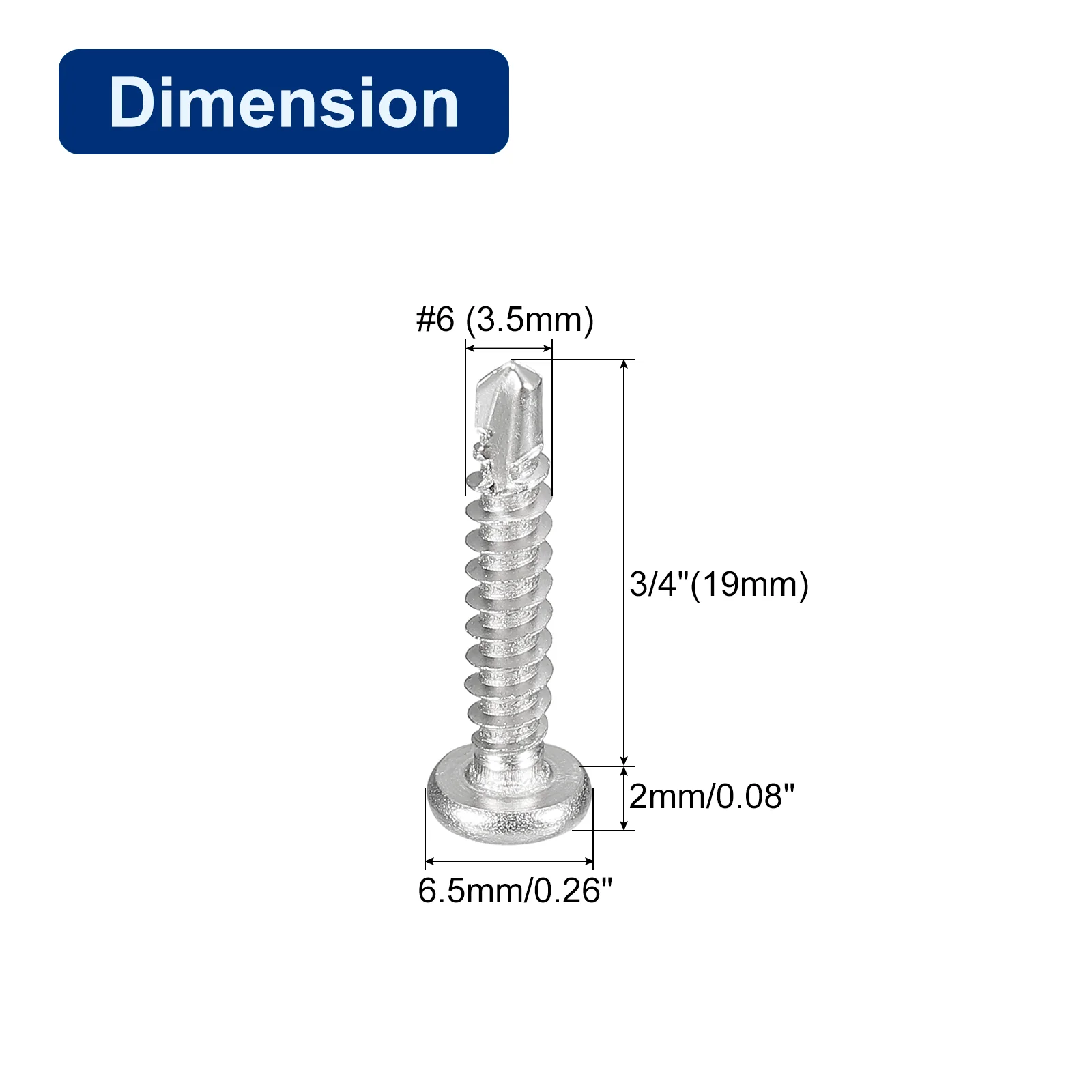 Uxcell #6-3/4"" Self Drilling Screws, 120pcs Phillips Pan Head Self Tapping Screws - Image 2
