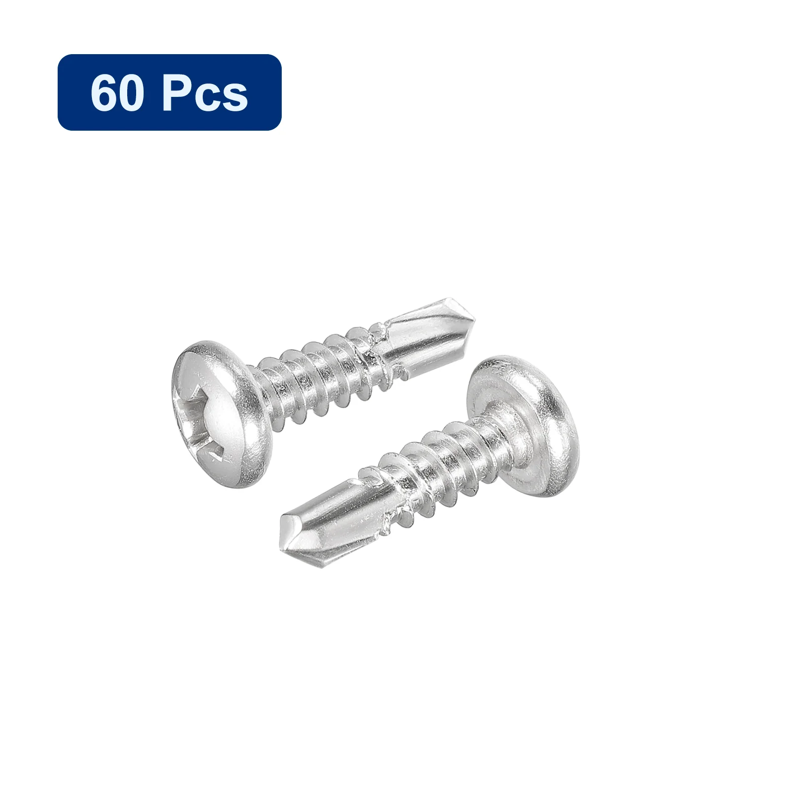 Uxcell #12-3/4"" Self Drilling Screws, 60pcs Phillips Pan Head Self Tapping Screws - Image 3