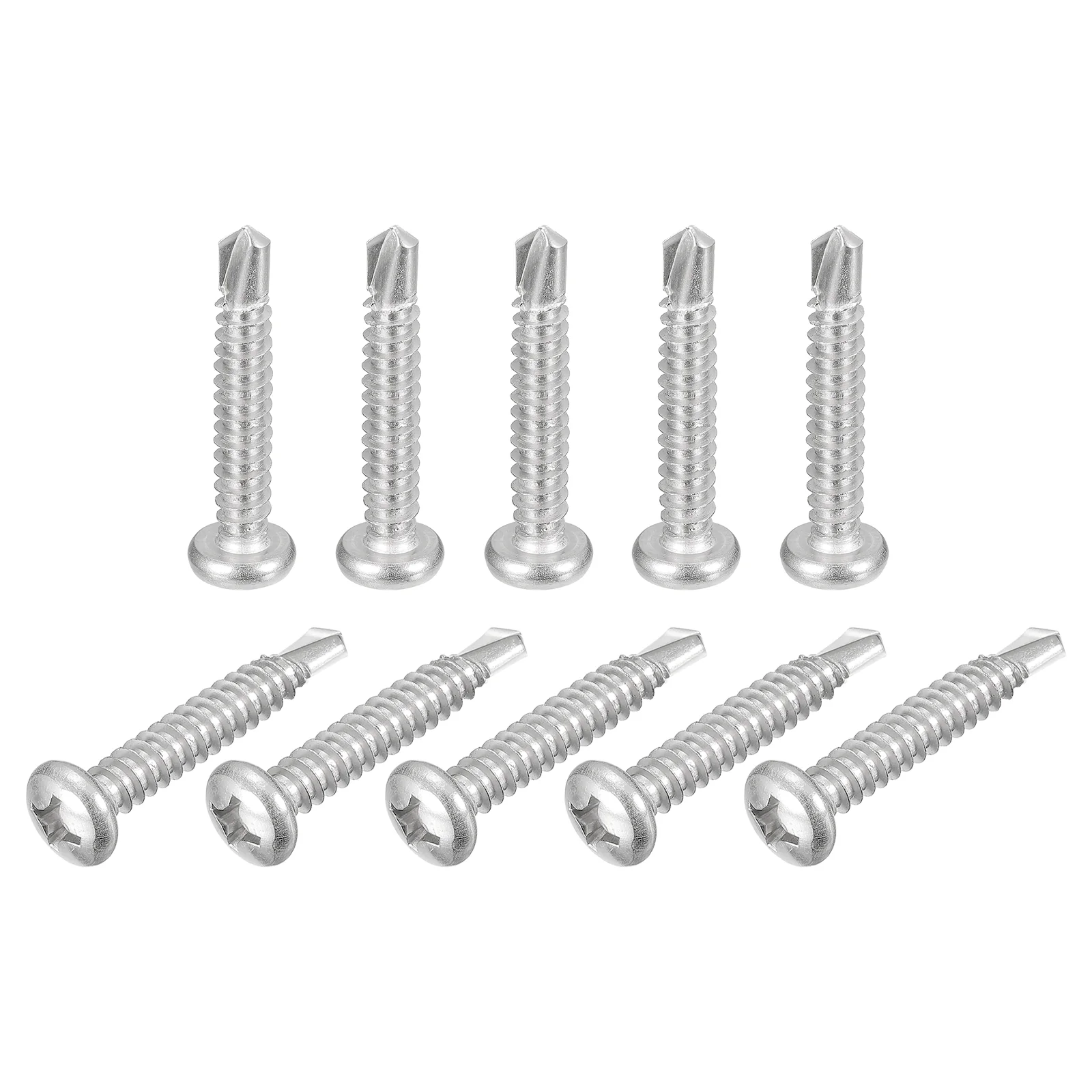 Uxcell #14-1-1/2"" Self Drilling Screws, 30pcs Phillips Pan Head Self Tapping Screws