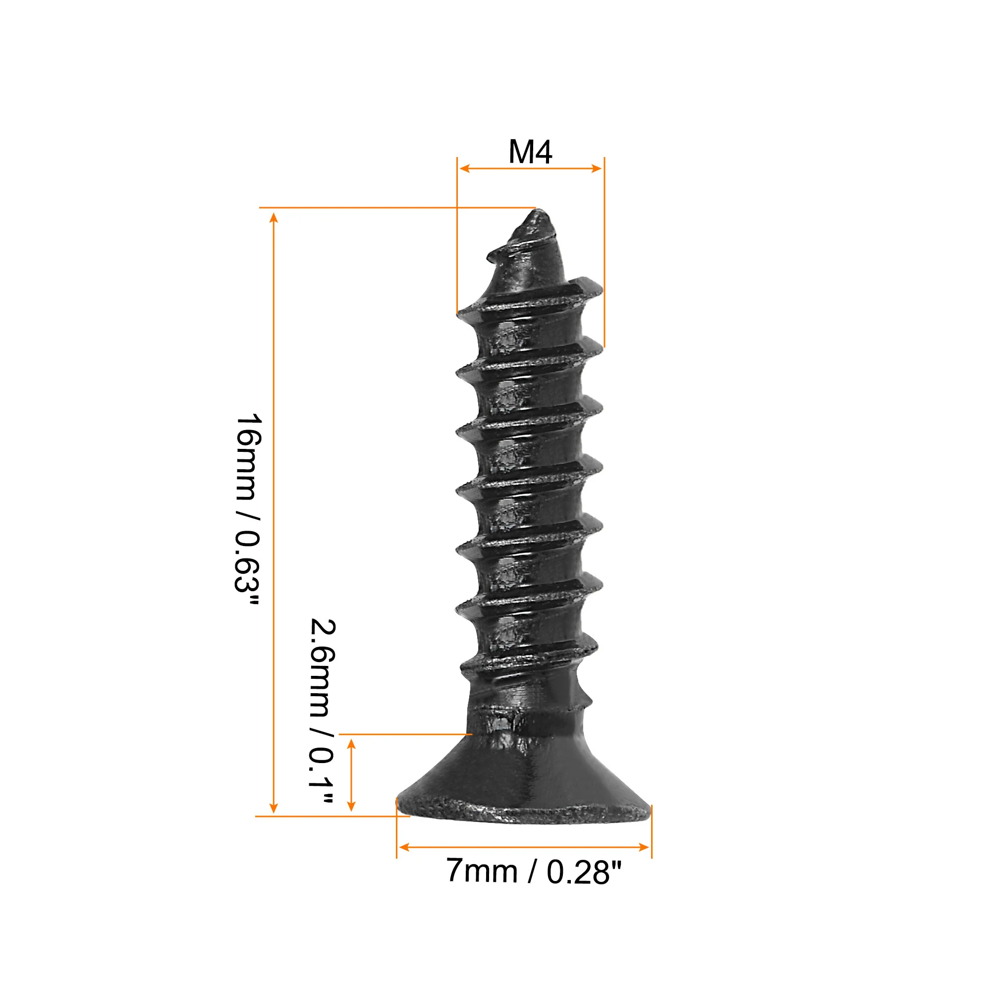 Uxcell M4 x 16mm Wood Screws Phillips Flat Head Carbon Steel Black 100pcs - Image 2