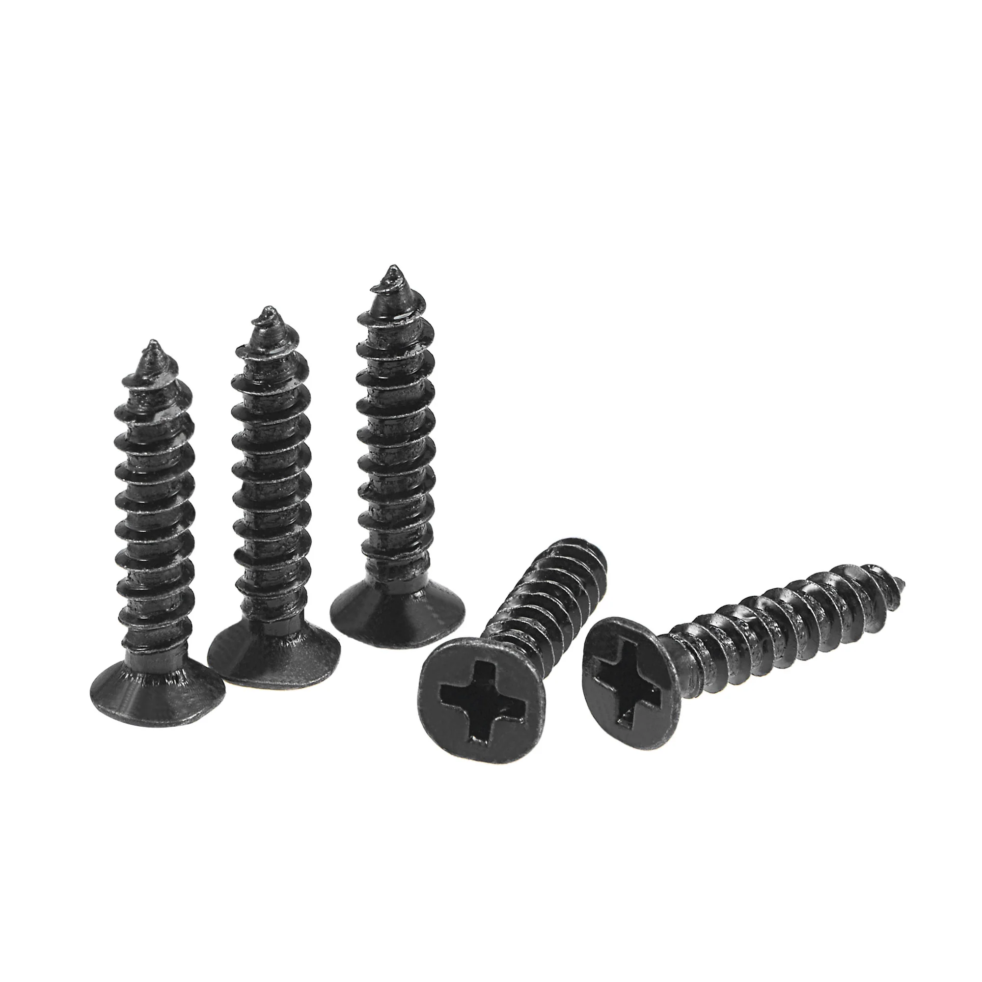 Uxcell M4 x 20mm Wood Screws Phillips Flat Head Carbon Steel Black 200pcs