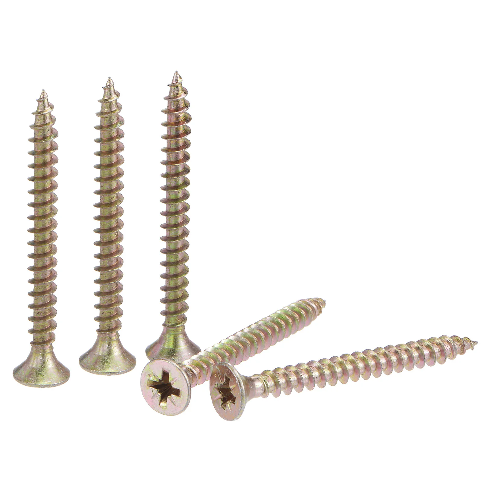 Uxcell M5 x 50mm Wood Screws Phillips Flat Head Carbon Steel Color Zinc Plated 100pcs