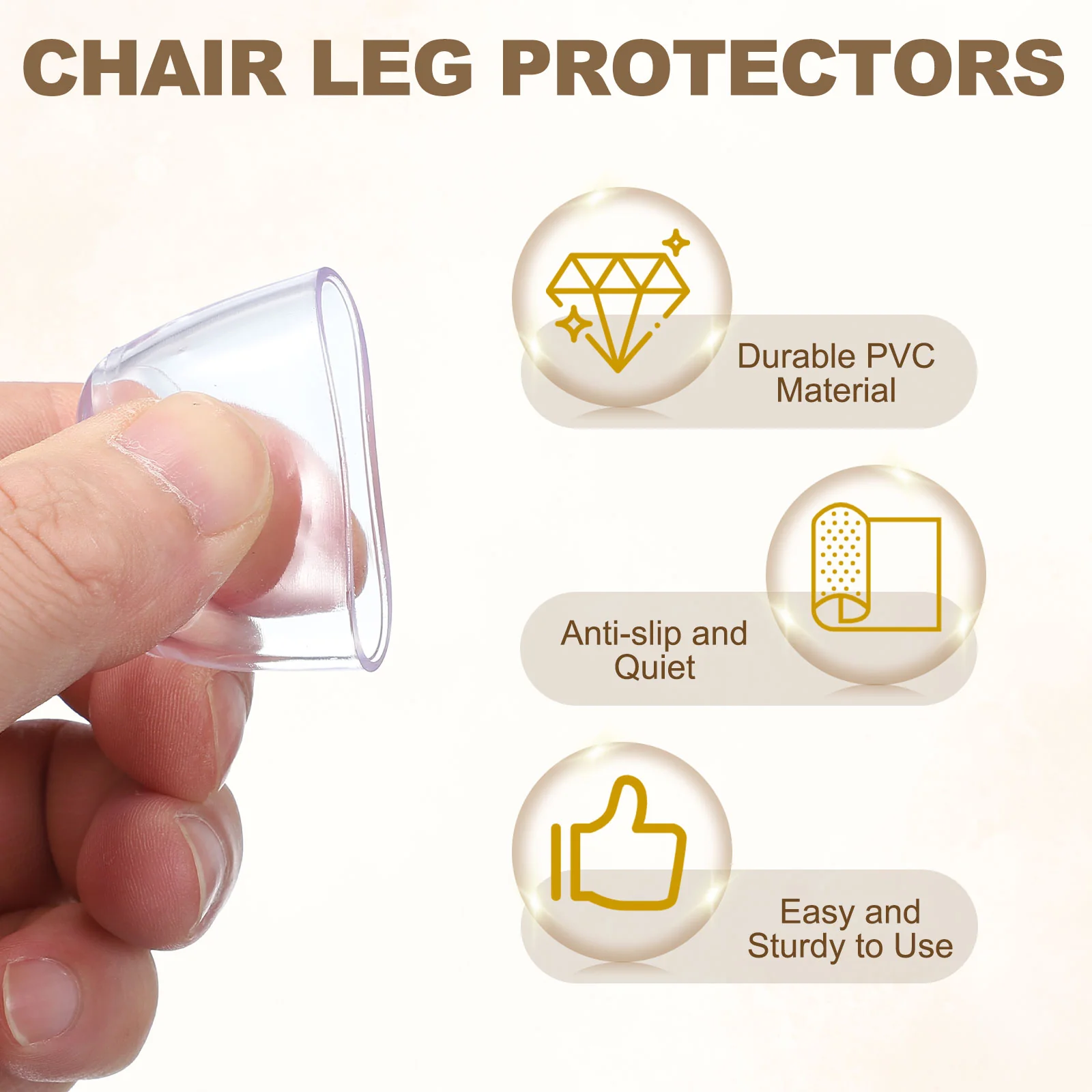Uxcell 12 Pcs Chair Leg Protectors, 1 3/5 Inch Round PVC Chair Leg Caps, Clear - Image 3
