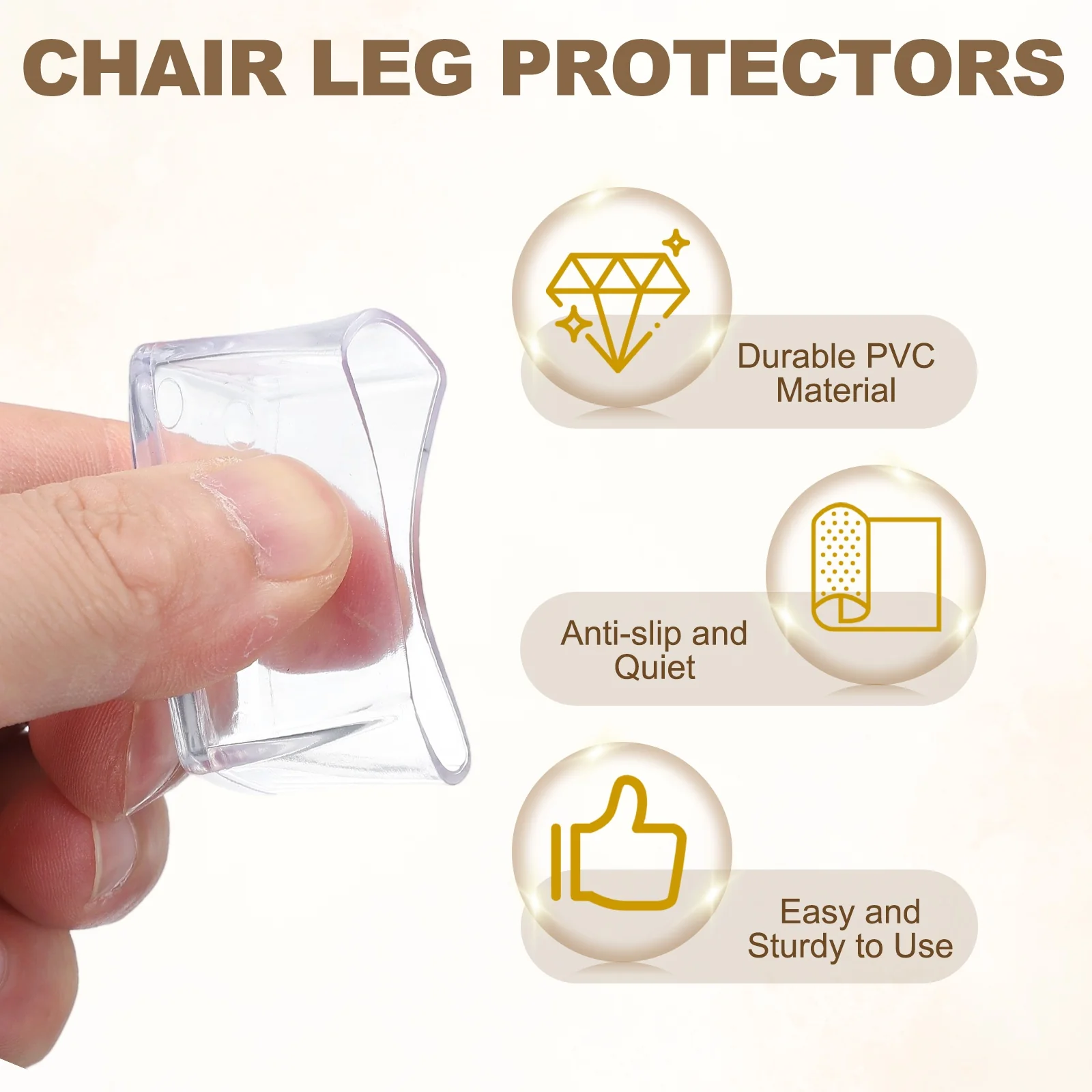 Uxcell 12 Pcs Chair Leg Protectors, 1.6 x 2.4 Inch Rectangle PVC Chair Leg Caps, Clear - Image 3
