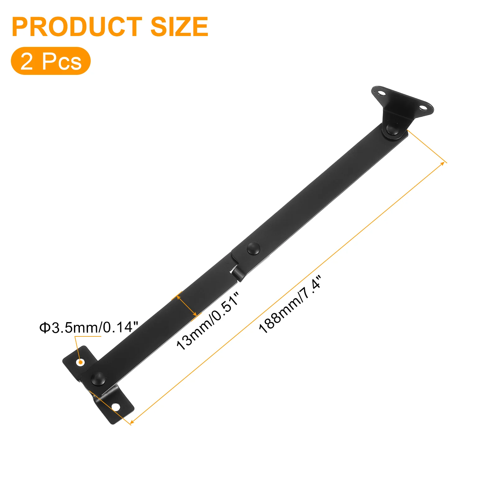 Uxcell 2 Pcs Lid Support Hinge for Wooden Boxes Case Cabinet Cupboard, 7.4"x0.51" - Image 2