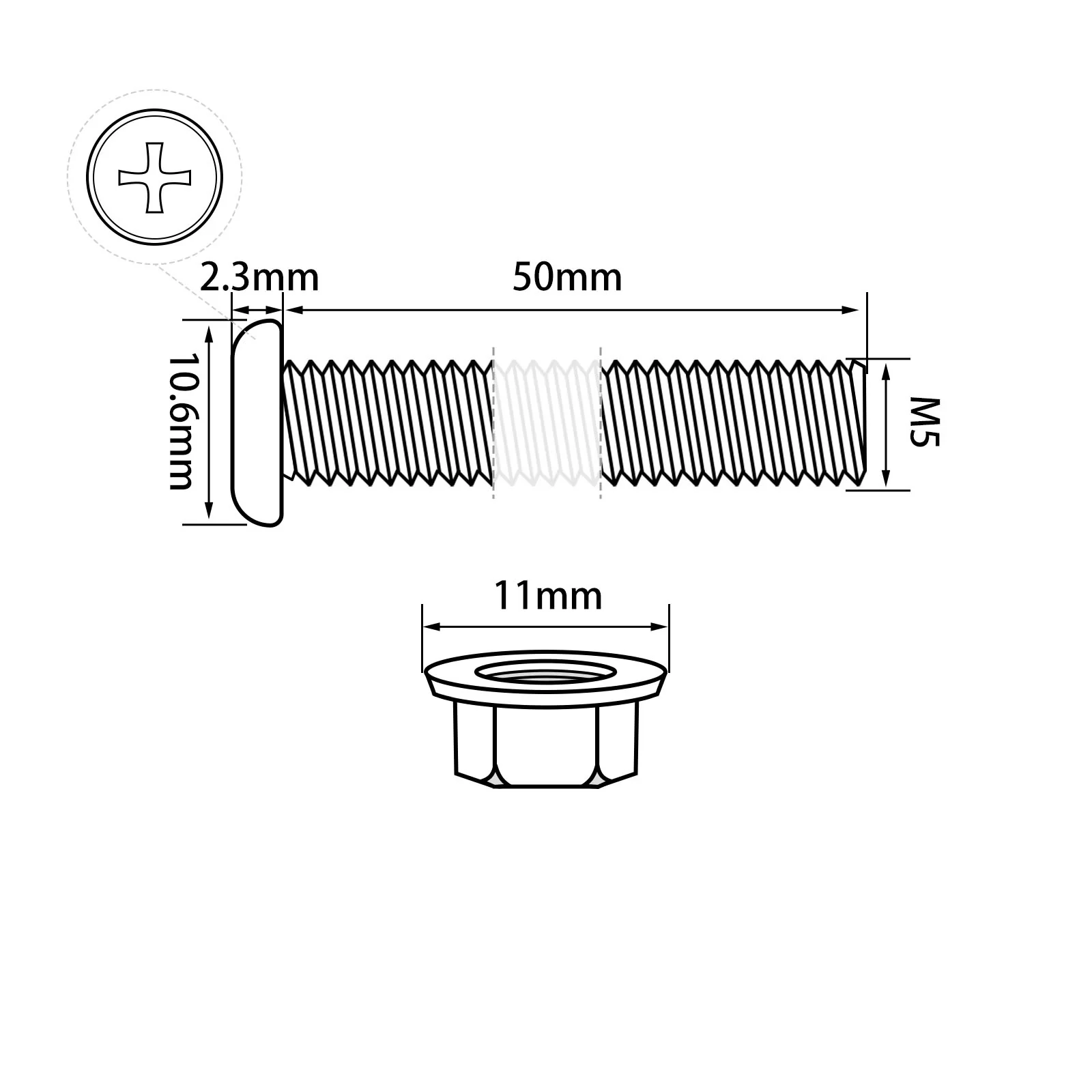Phillips Flat Head Screws with Serrated Flange Nuts Sets M2.5/M3/M4/M5 18-8 Stainless Steel - Image 96